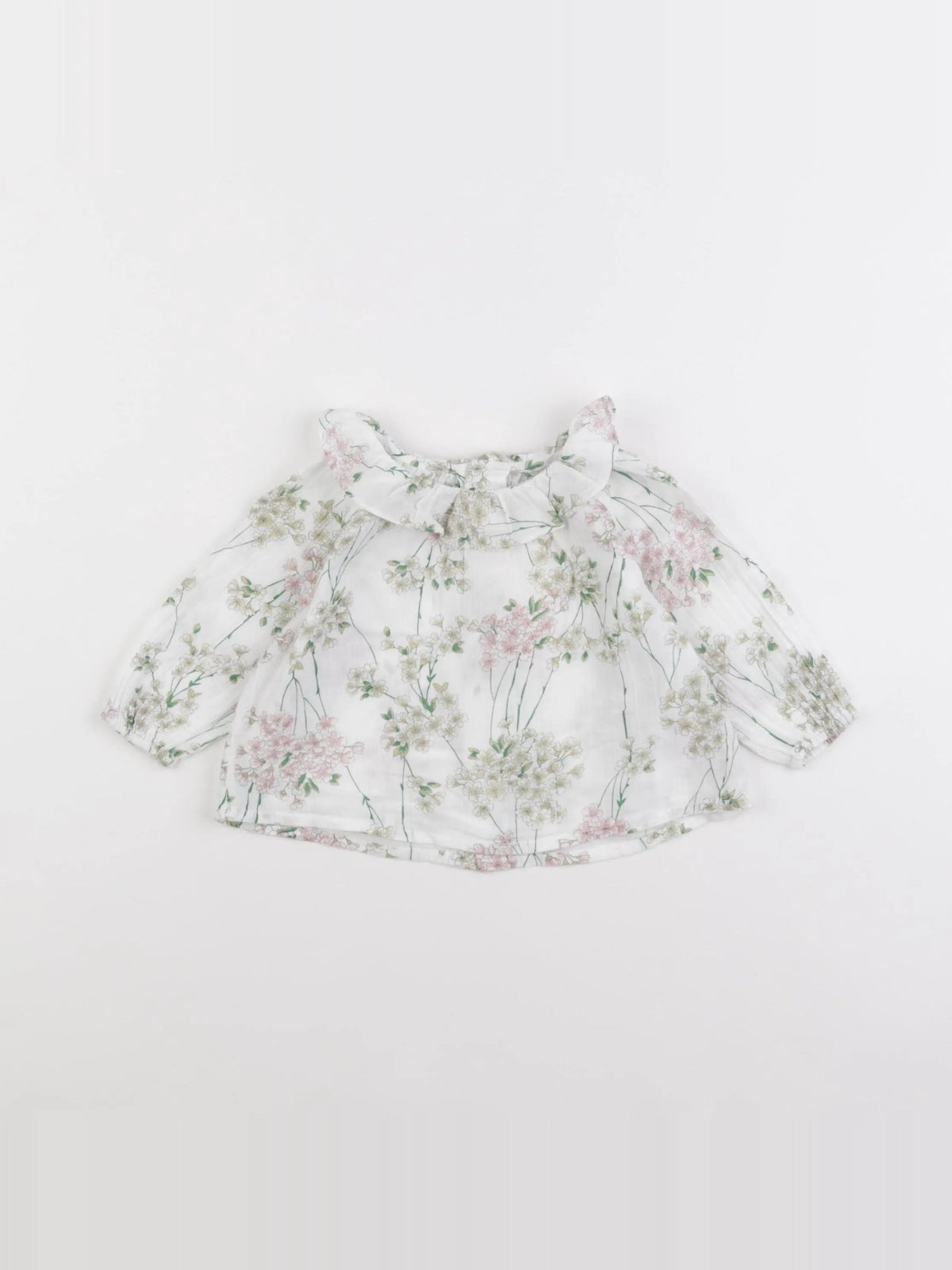 Bonton - blouse blanc, rose, vert - 6 mois