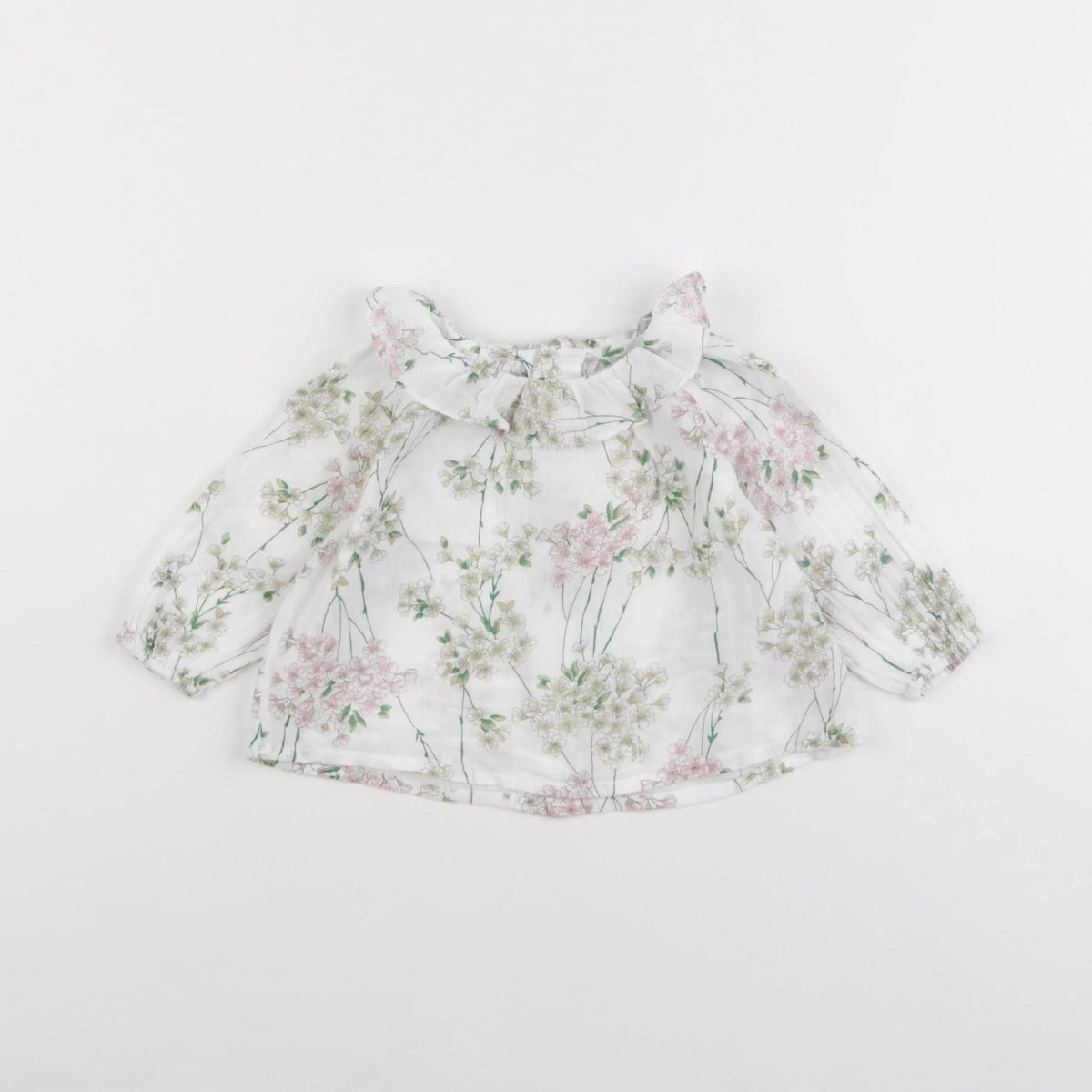 Bonton - blouse blanc, rose, vert - 6 mois
