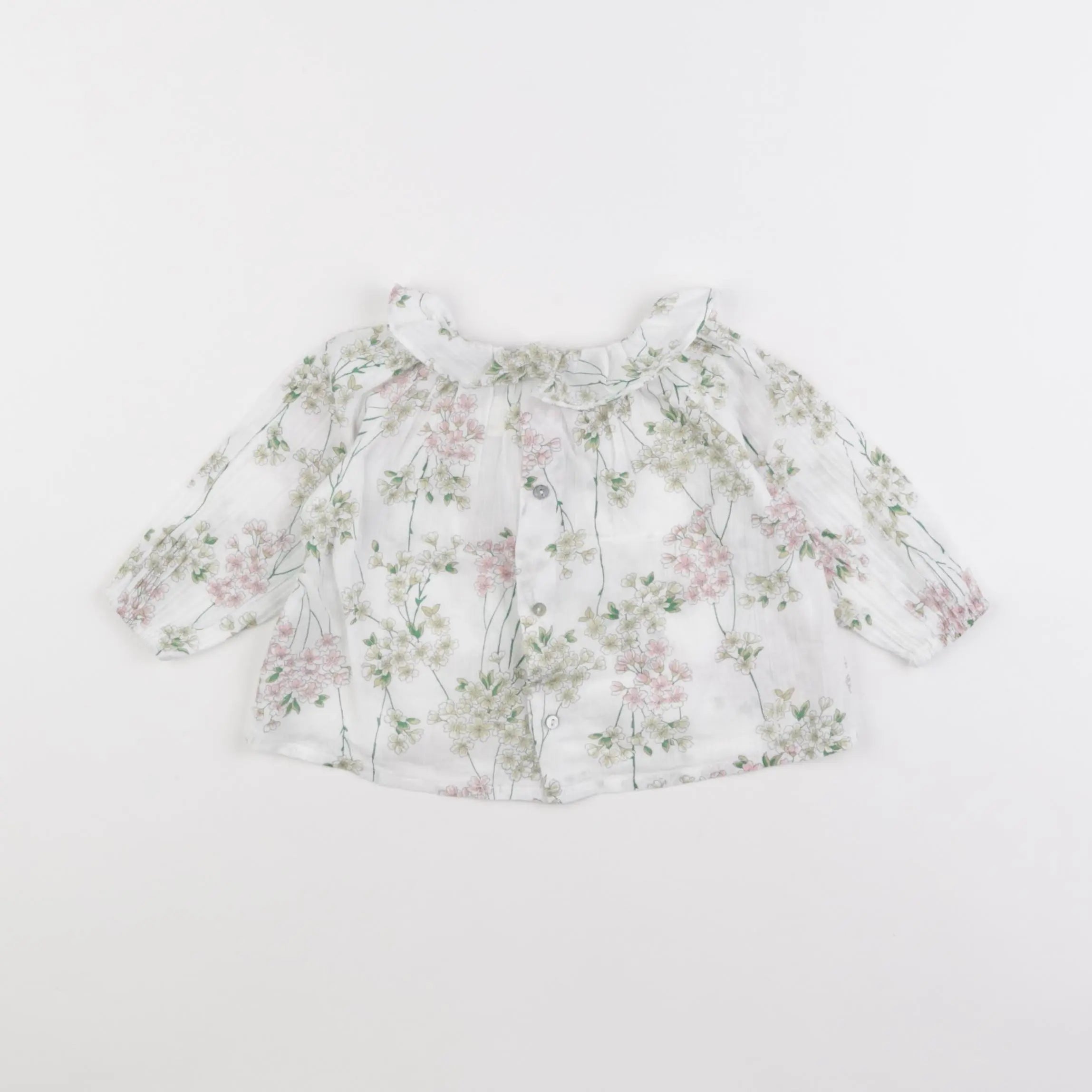 Bonton - blouse blanc, rose, vert - 6 mois
