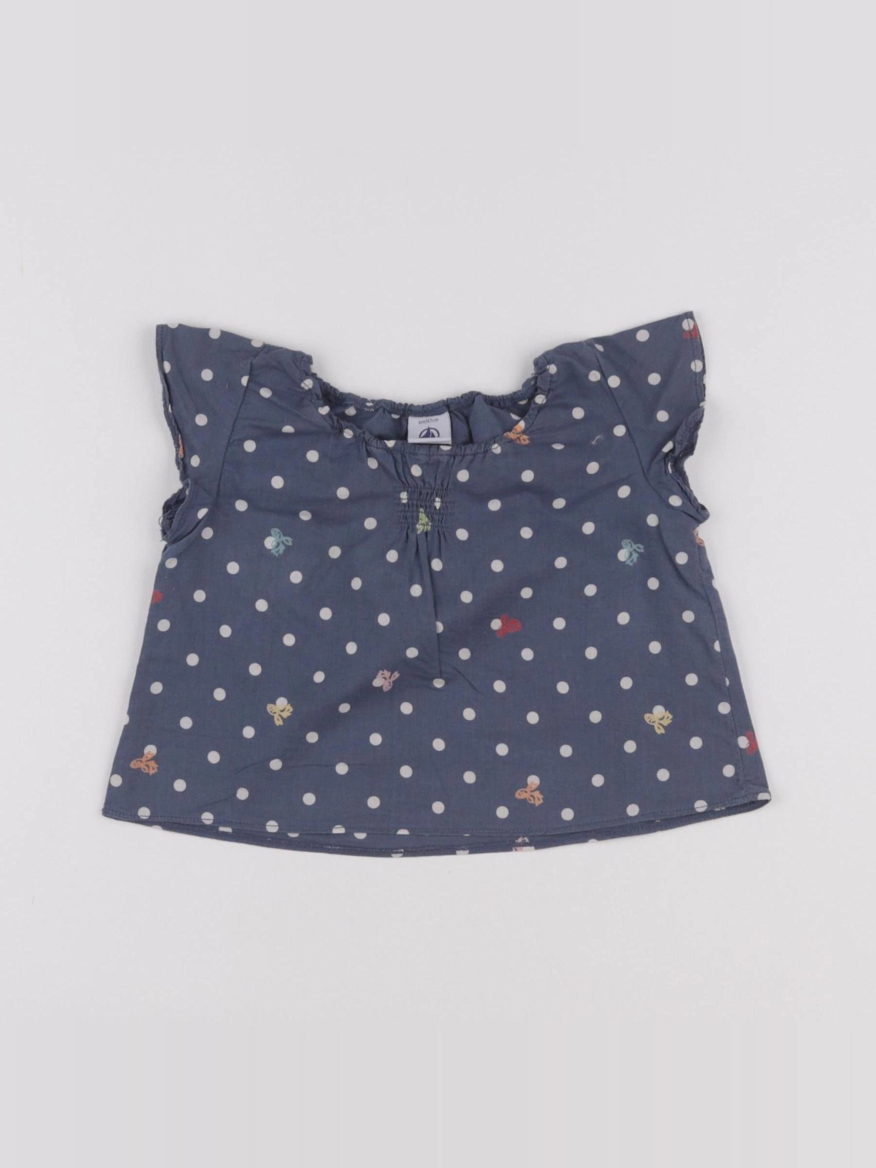 Petit Bateau - blouse bleu - 6 mois