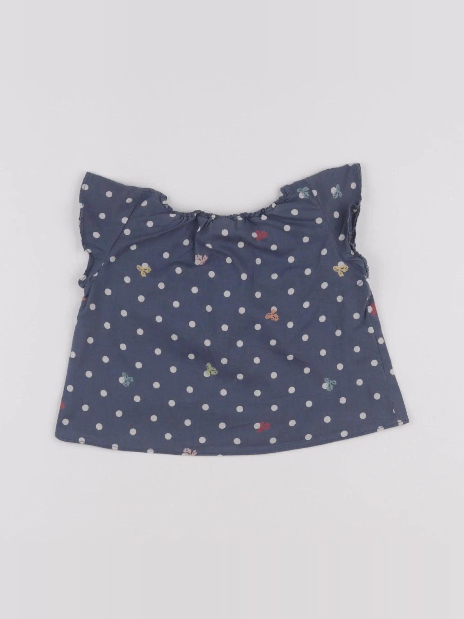 Petit Bateau - blouse bleu - 6 mois