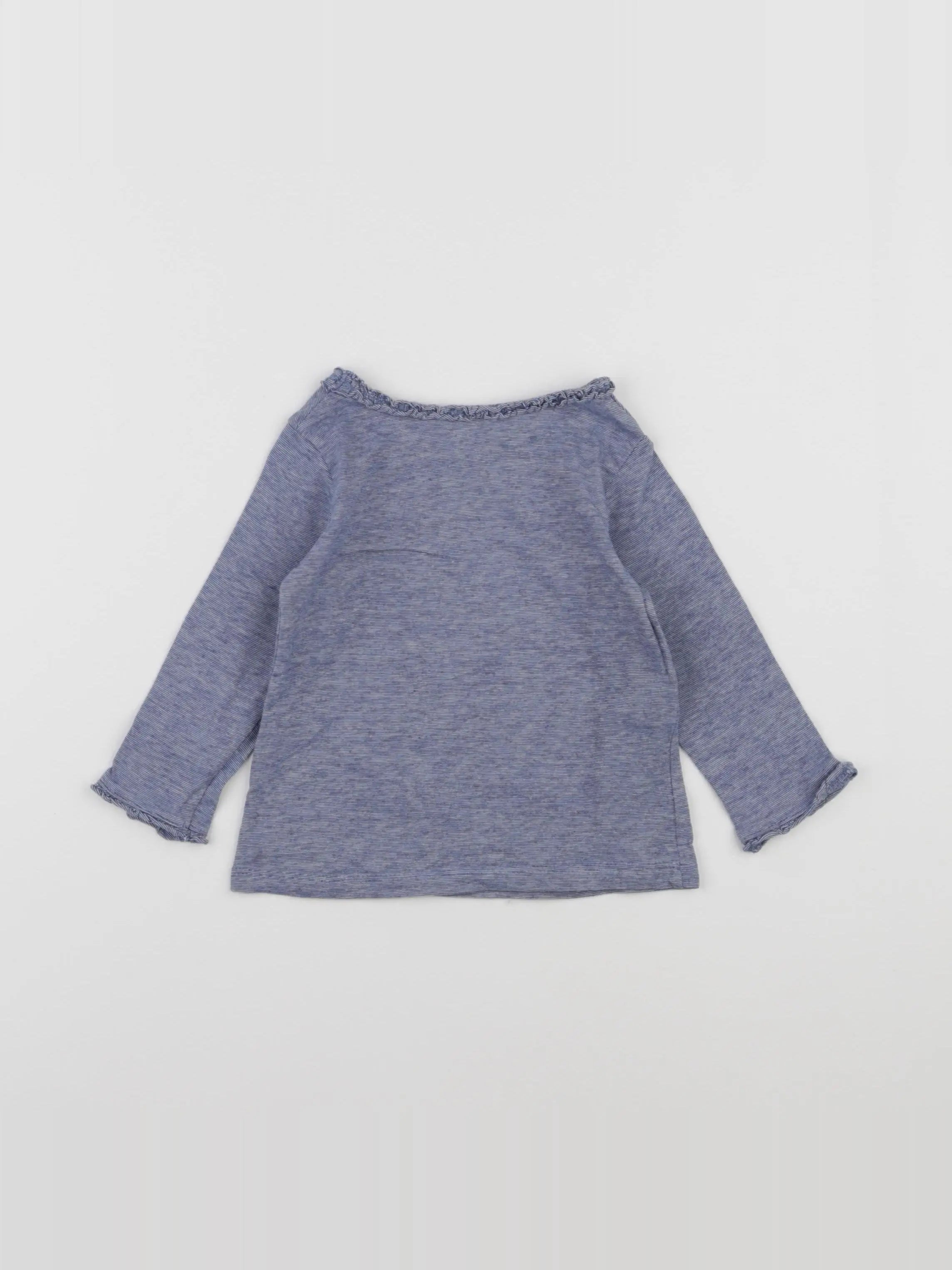 H&M - tee-shirt blanc, bleu - 6/9 mois