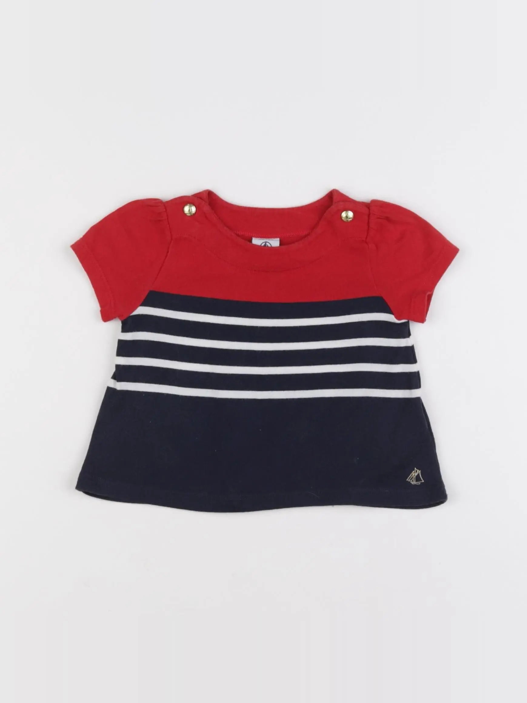 Petit Bateau - tee-shirt bleu, blanc - 6 mois
