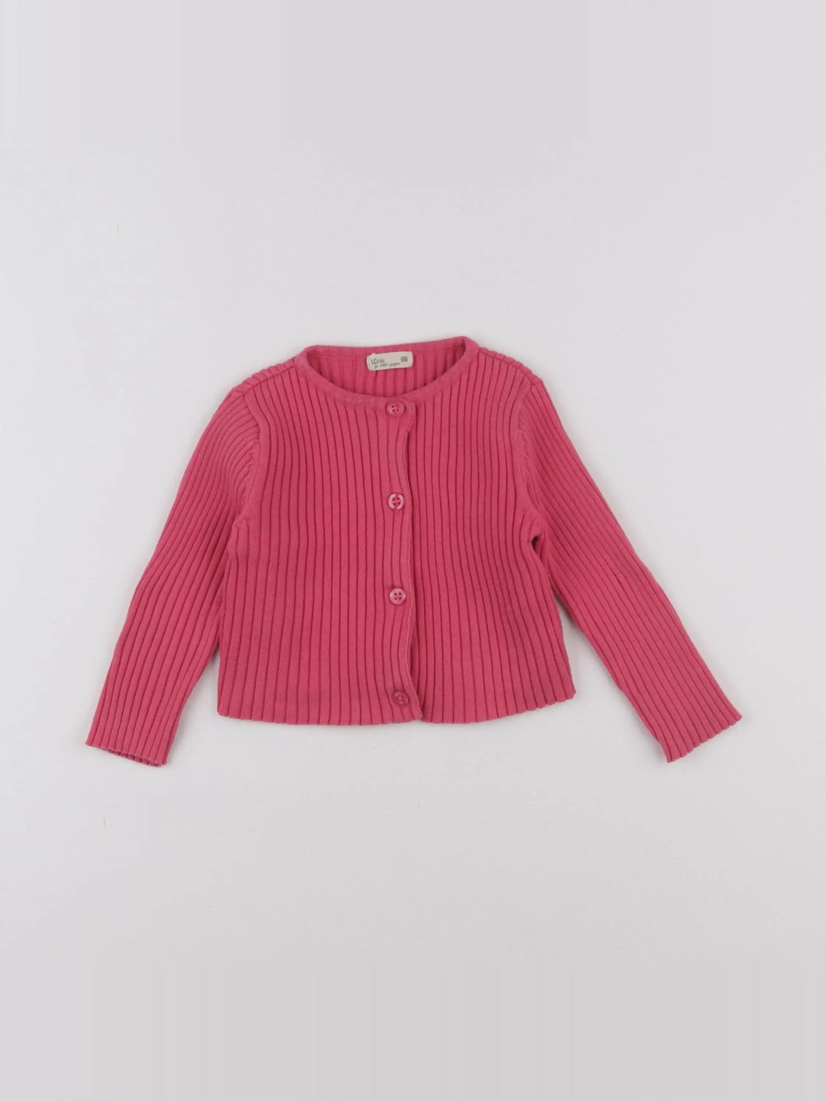 Little Cigogne - gilet rose - 6 mois