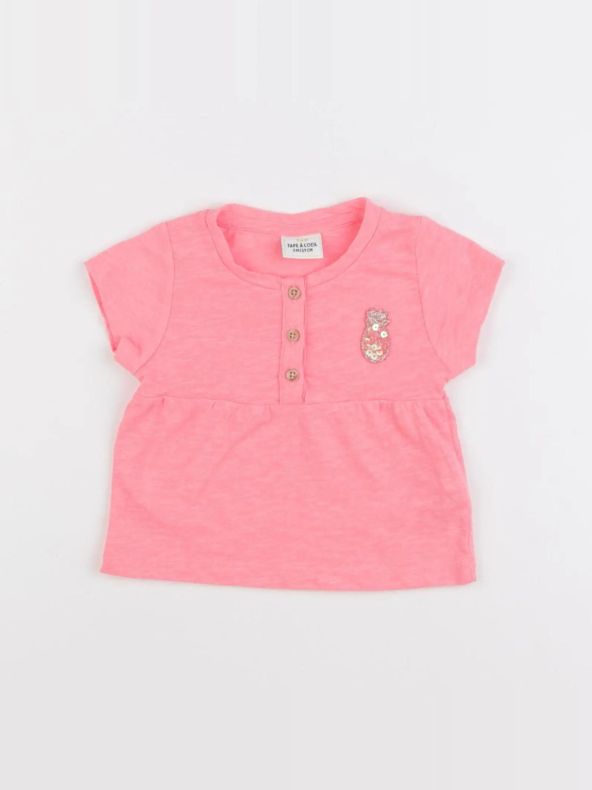 Tape à l'oeil - tee-shirt rose fluo - 3 mois