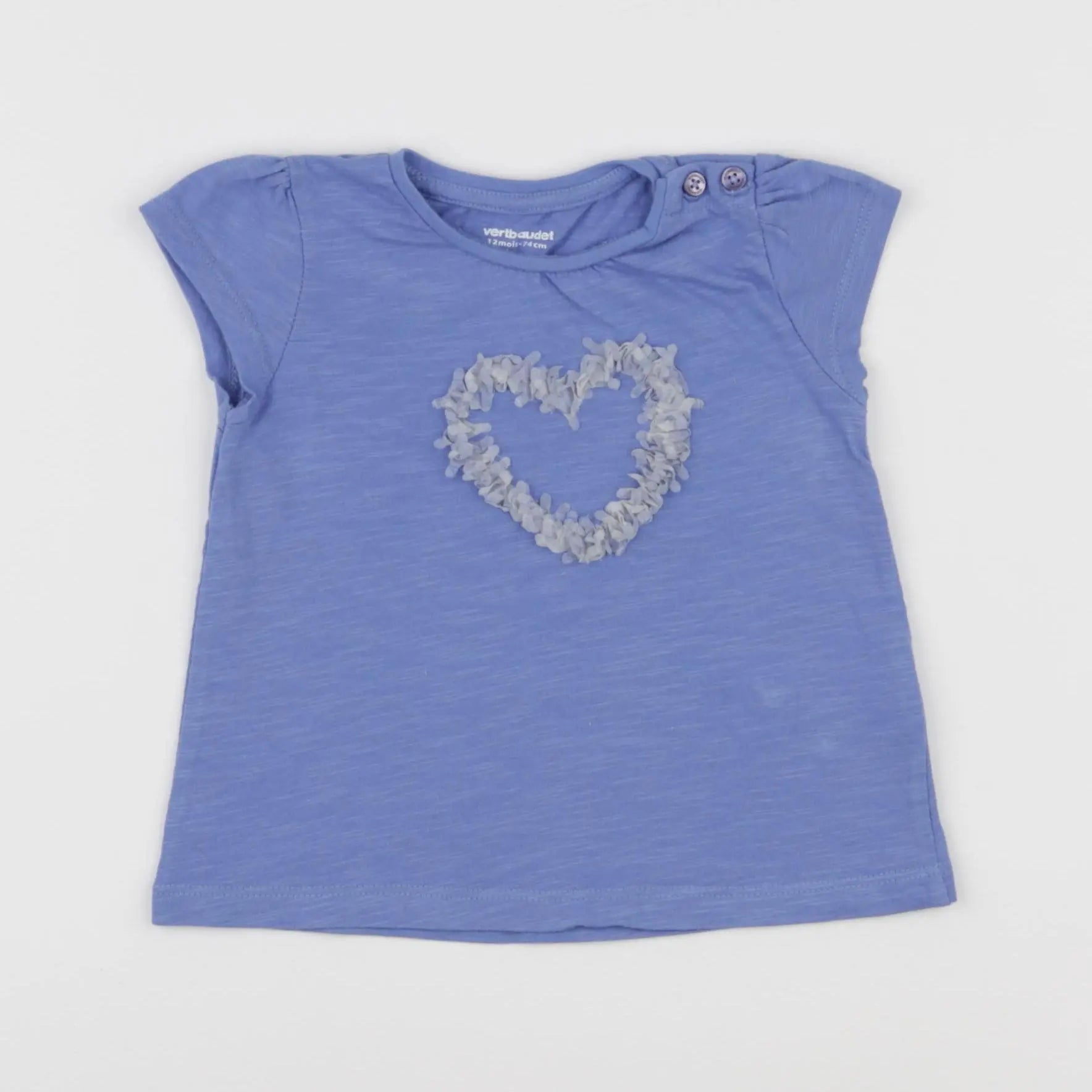 Vertbaudet - tee-shirt bleu - 12 mois