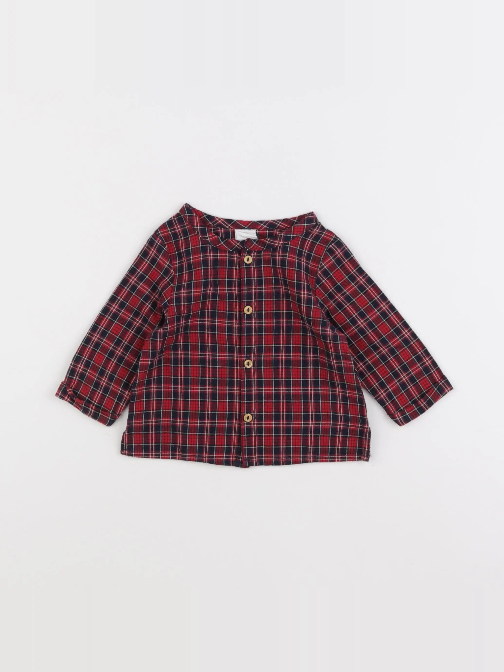 H&M - chemise bleu, rouge - 1/3 mois