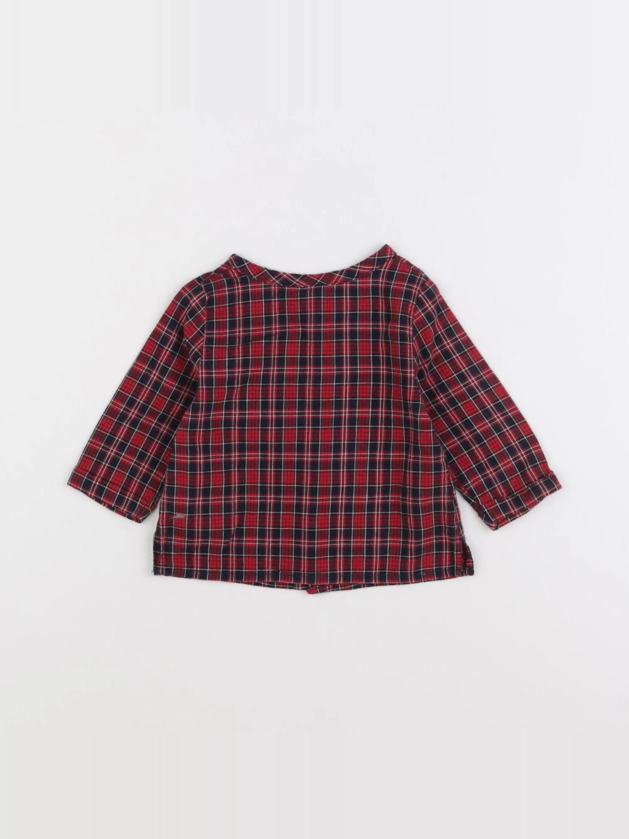 H&M - chemise bleu, rouge - 1/3 mois