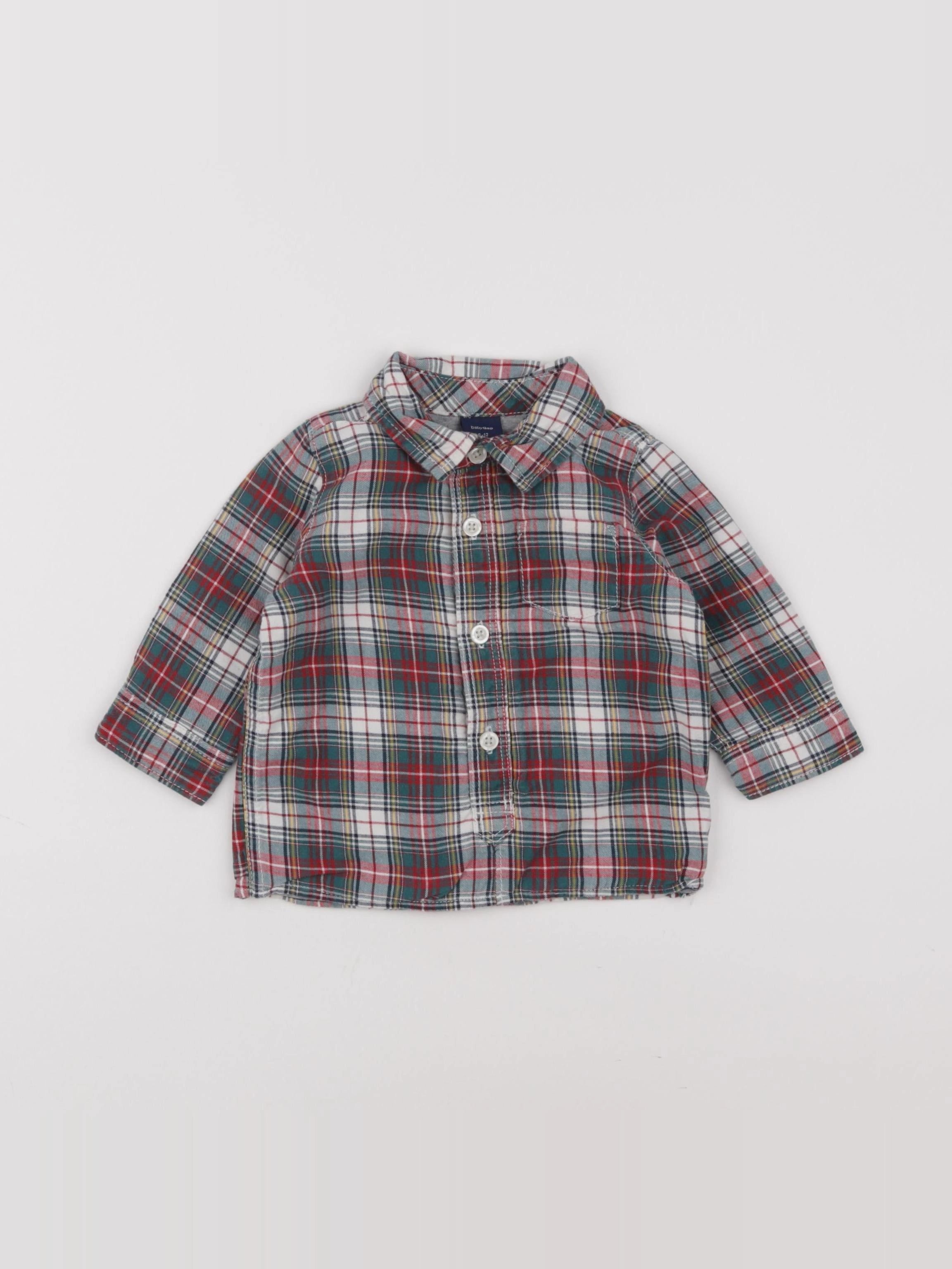 GAP - chemise vert, rouge - 6/12 mois