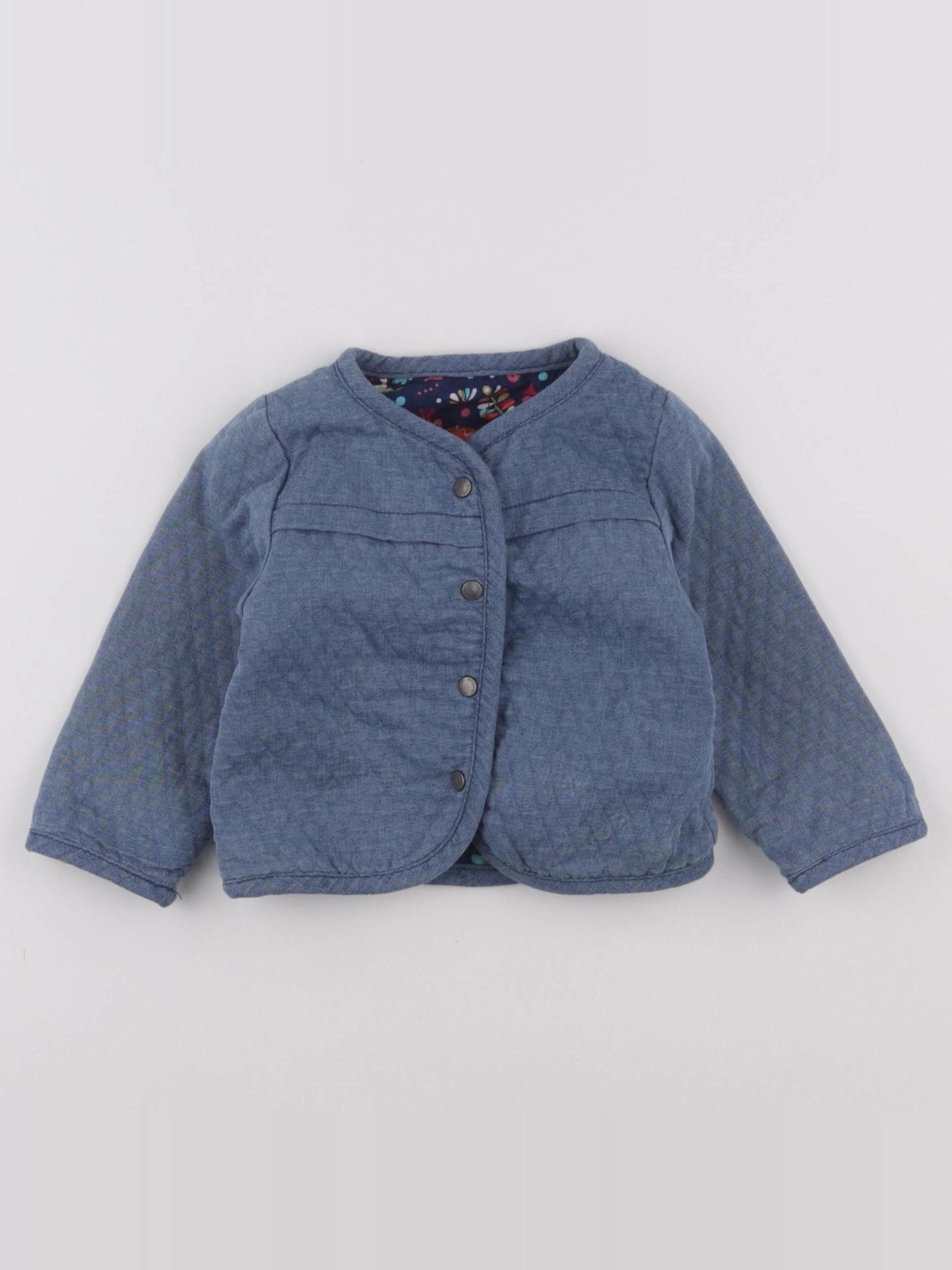 Vertbaudet - veste réversible bleu - 6 mois