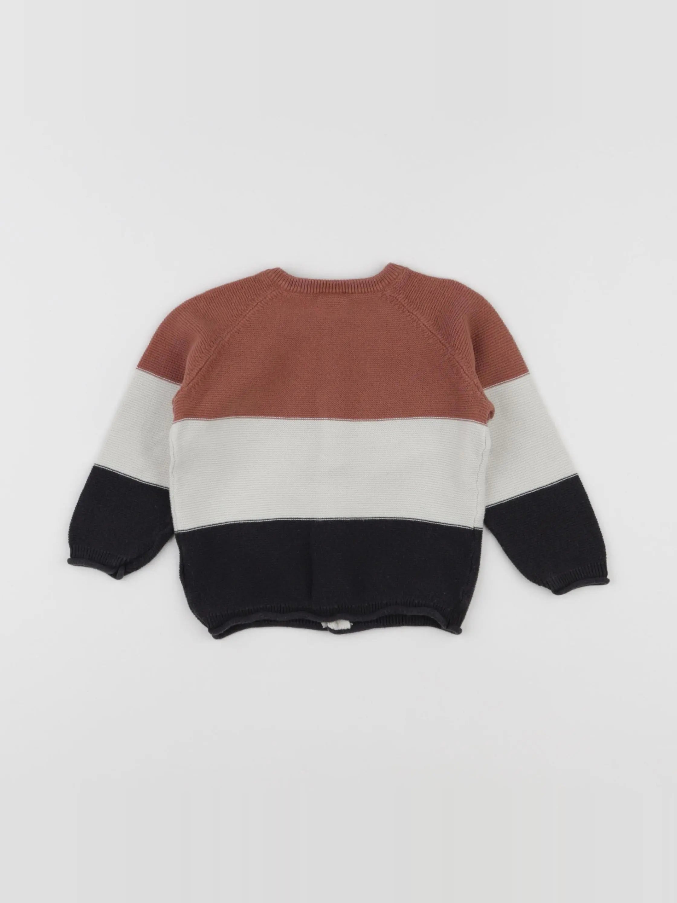 H&M - gilet marron, gris - 6/9 mois