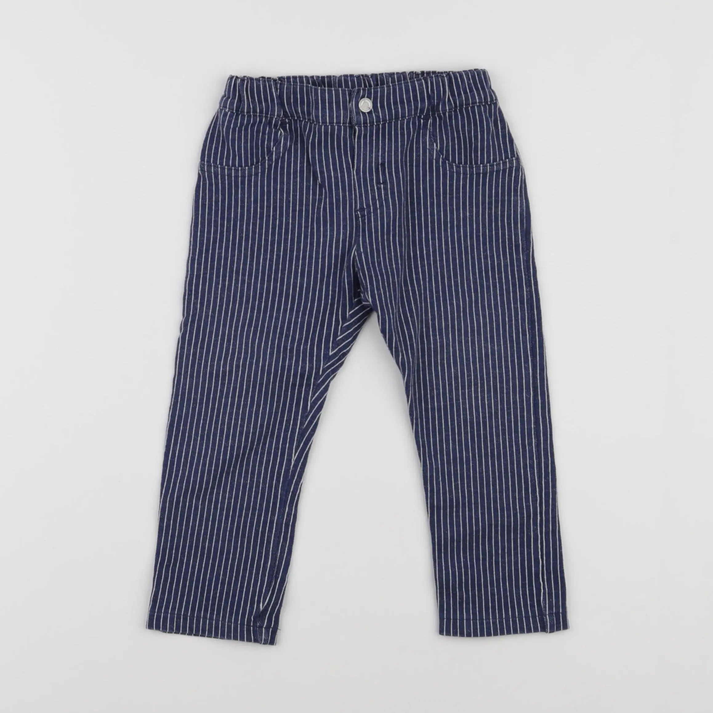 Petit Bateau - pantalon bleu, blanc - 18 mois