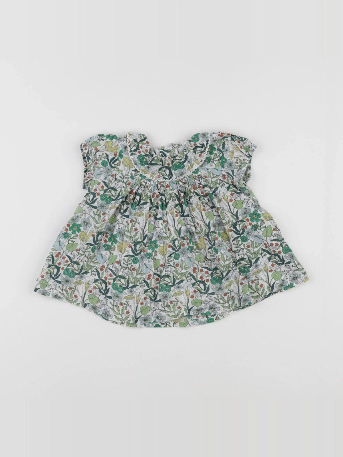 Boutchou - blouse blanc, vert - 12 mois