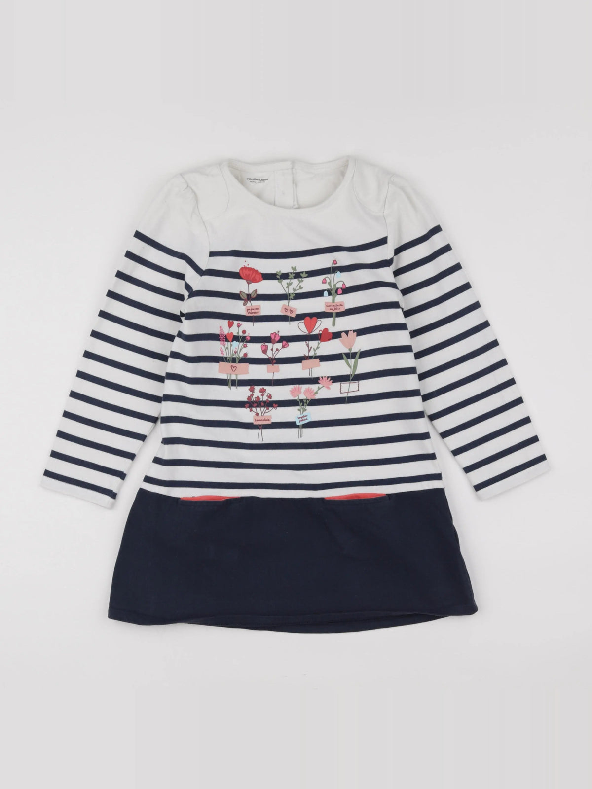 Vertbaudet - robe blanc, bleu - 10 ans