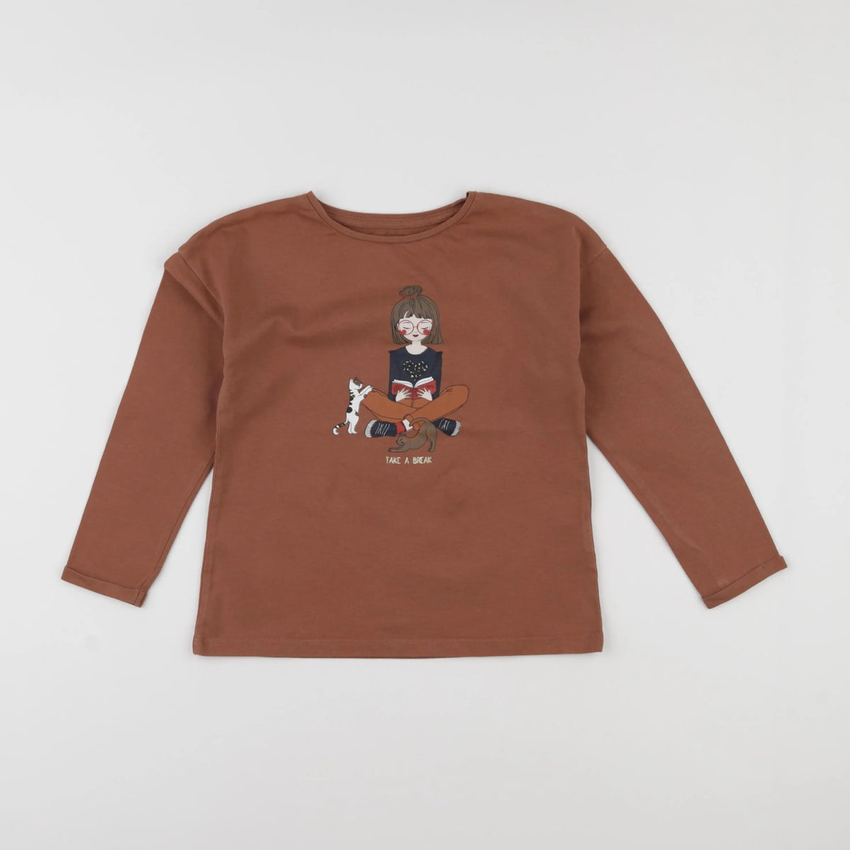 Vertbaudet - tee-shirt marron - 6 ans