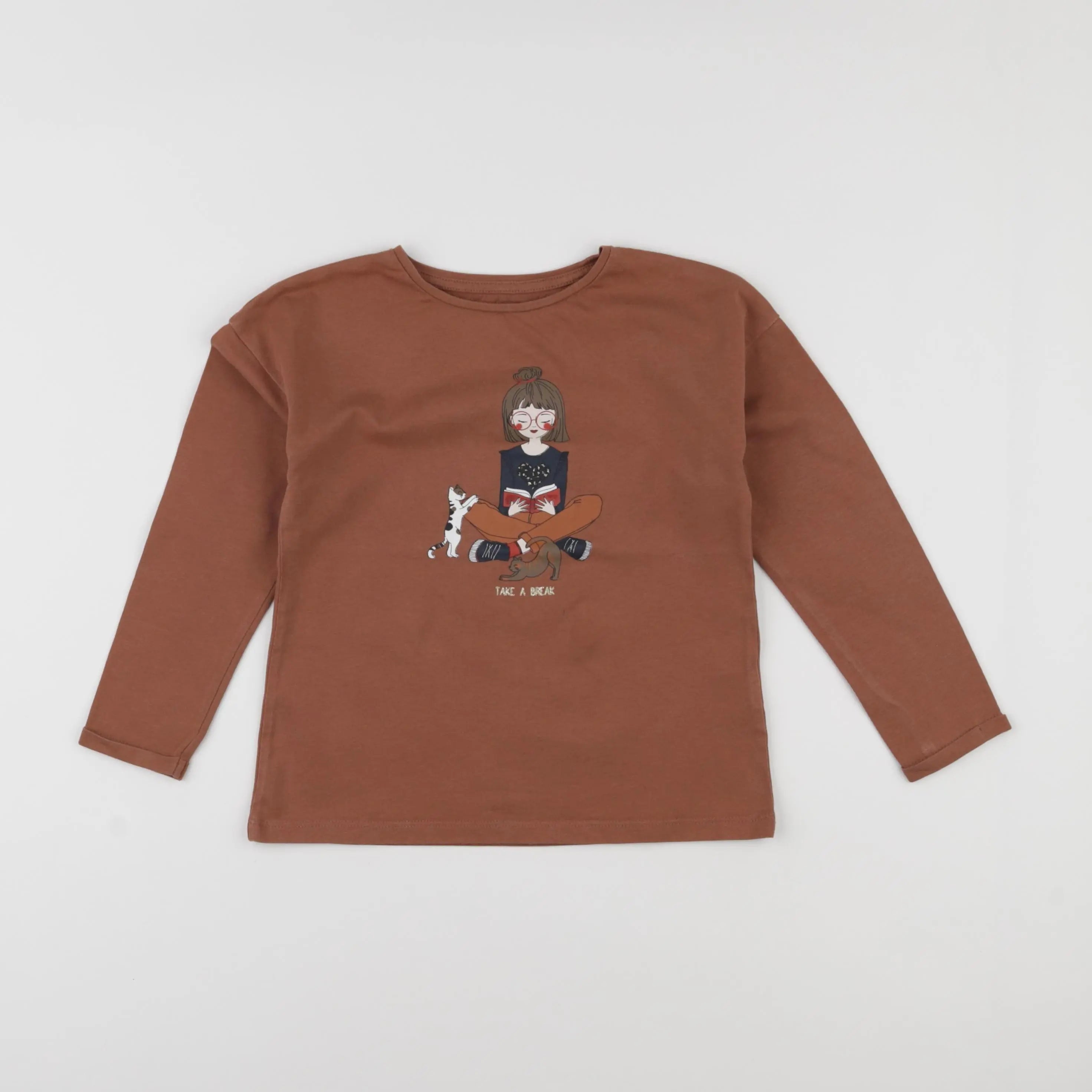 Vertbaudet - tee-shirt marron - 6 ans
