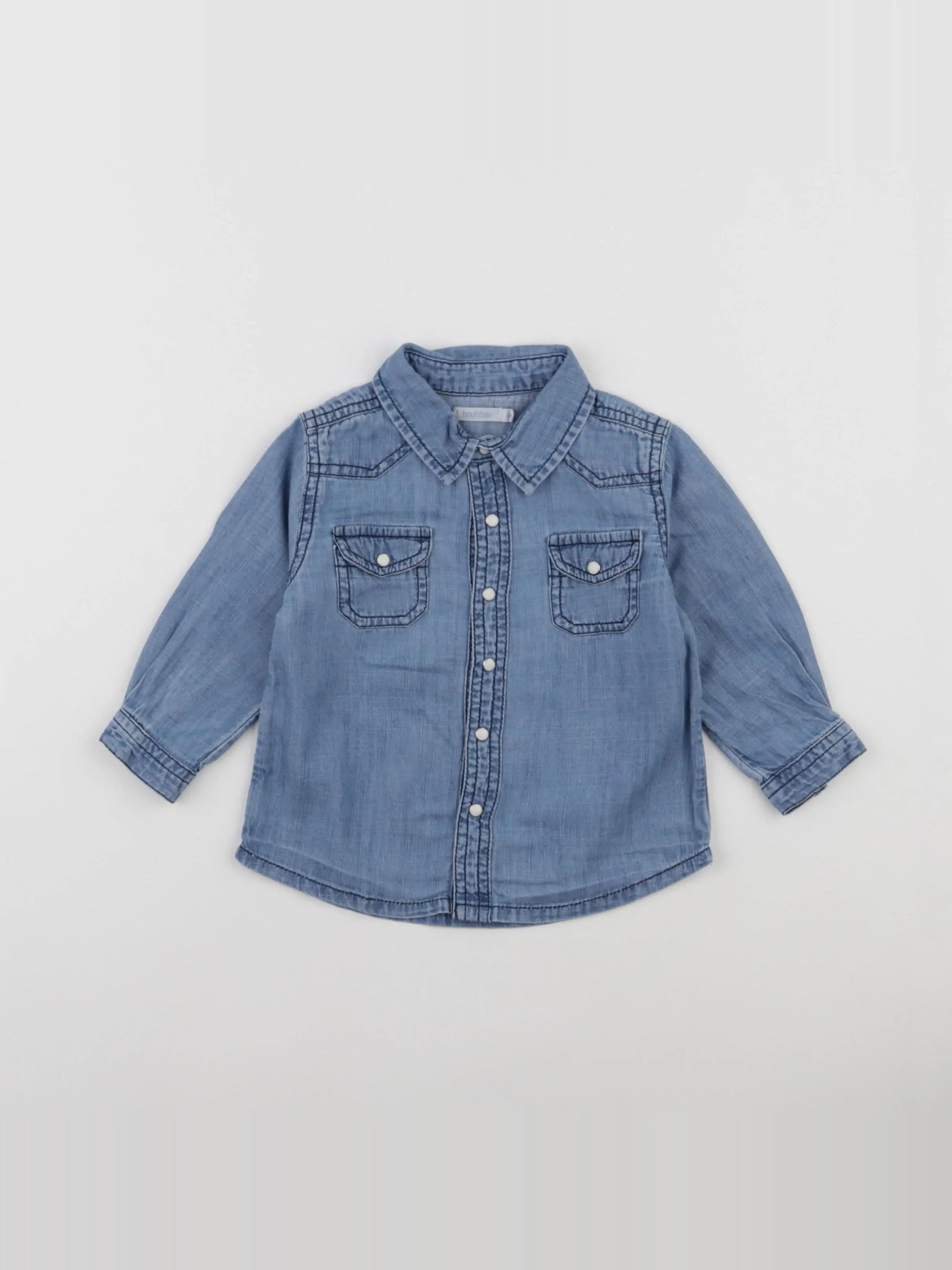 Boutchou - chemise bleu - 12 mois