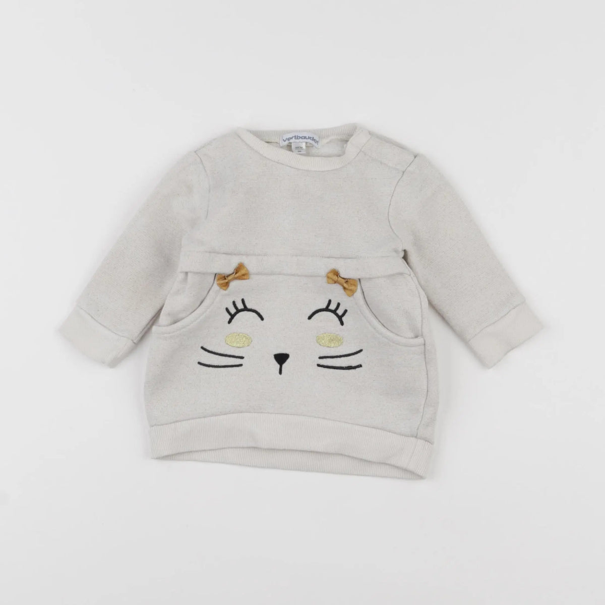 Vertbaudet - robe beige, or - 3 mois