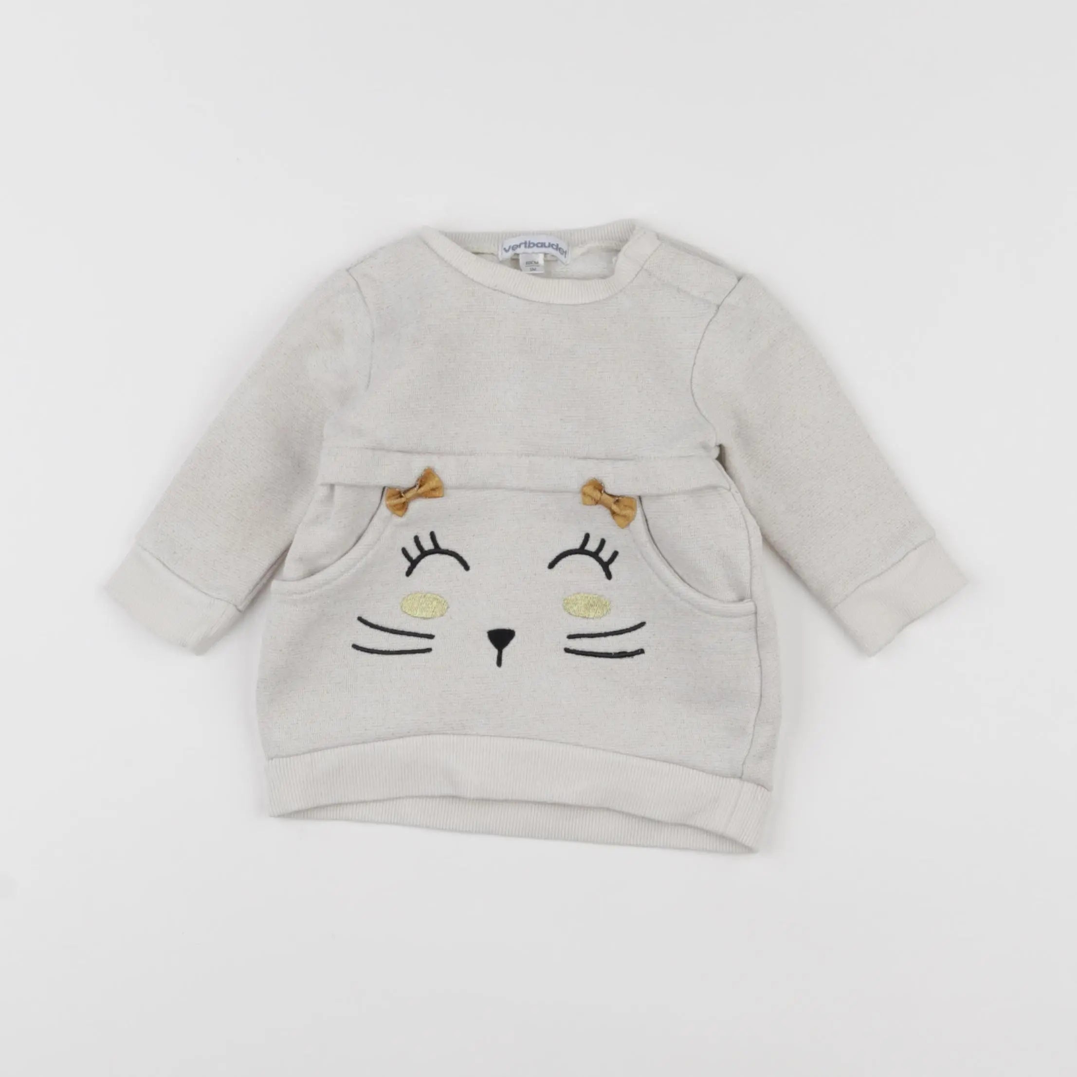 Vertbaudet - robe beige, or - 3 mois