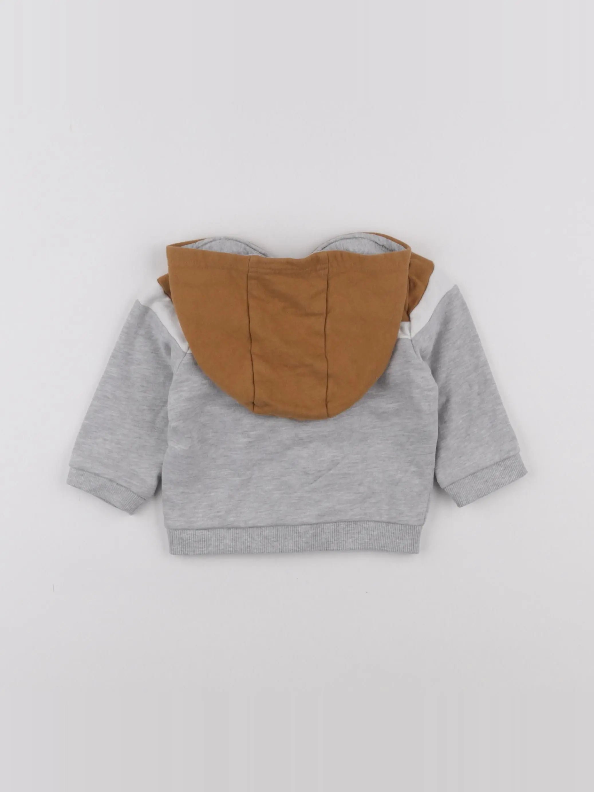 Vertbaudet - sweat gris, marron - 9 mois