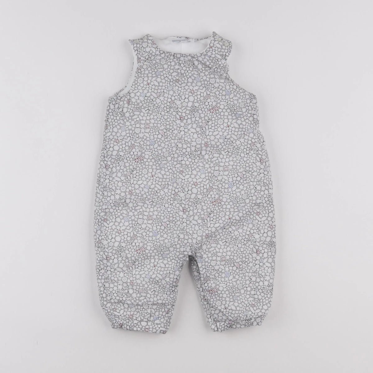 Jacadi - combinaison doublé, liberty gris, blanc - 6 mois
