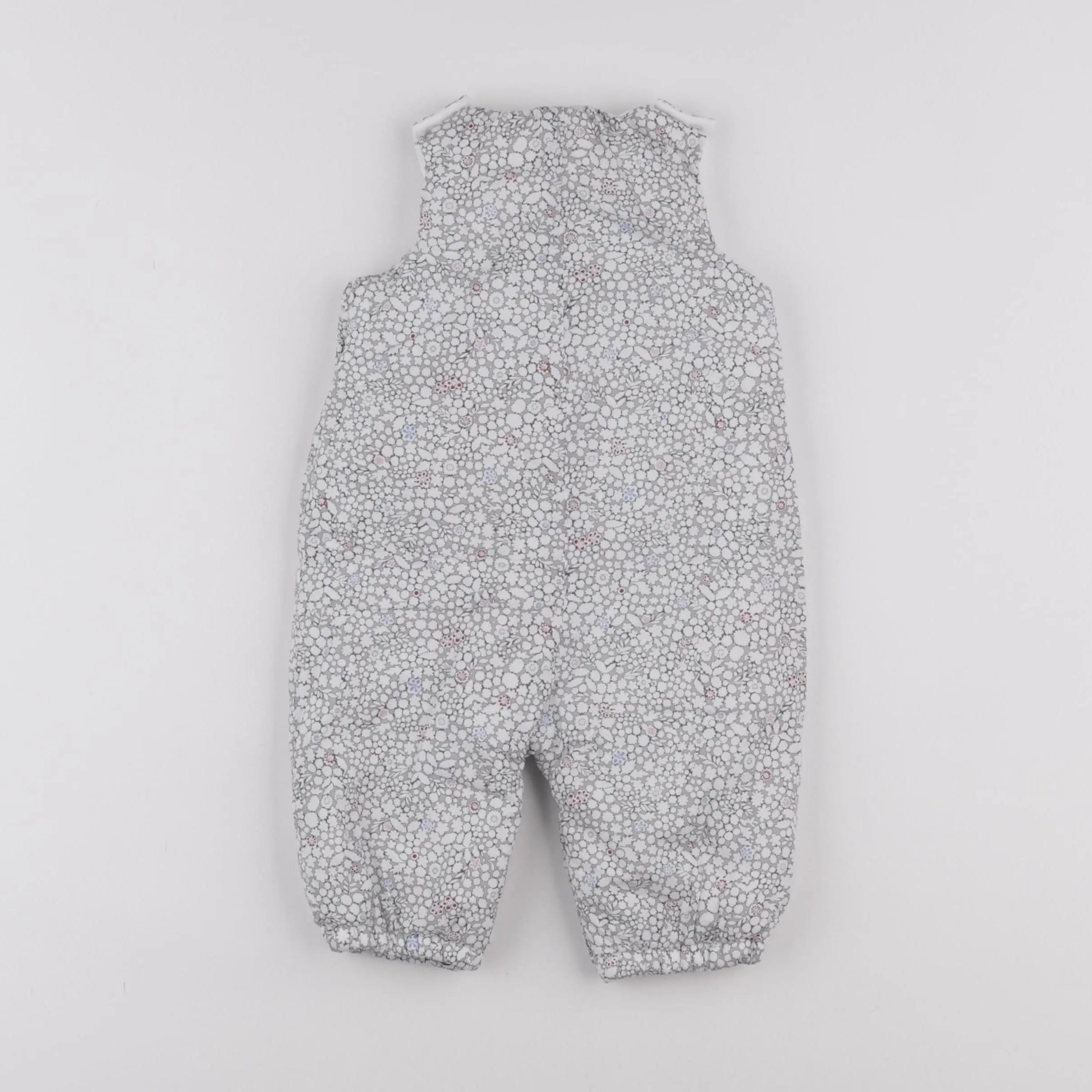Jacadi - combinaison doublé, liberty gris, blanc - 6 mois
