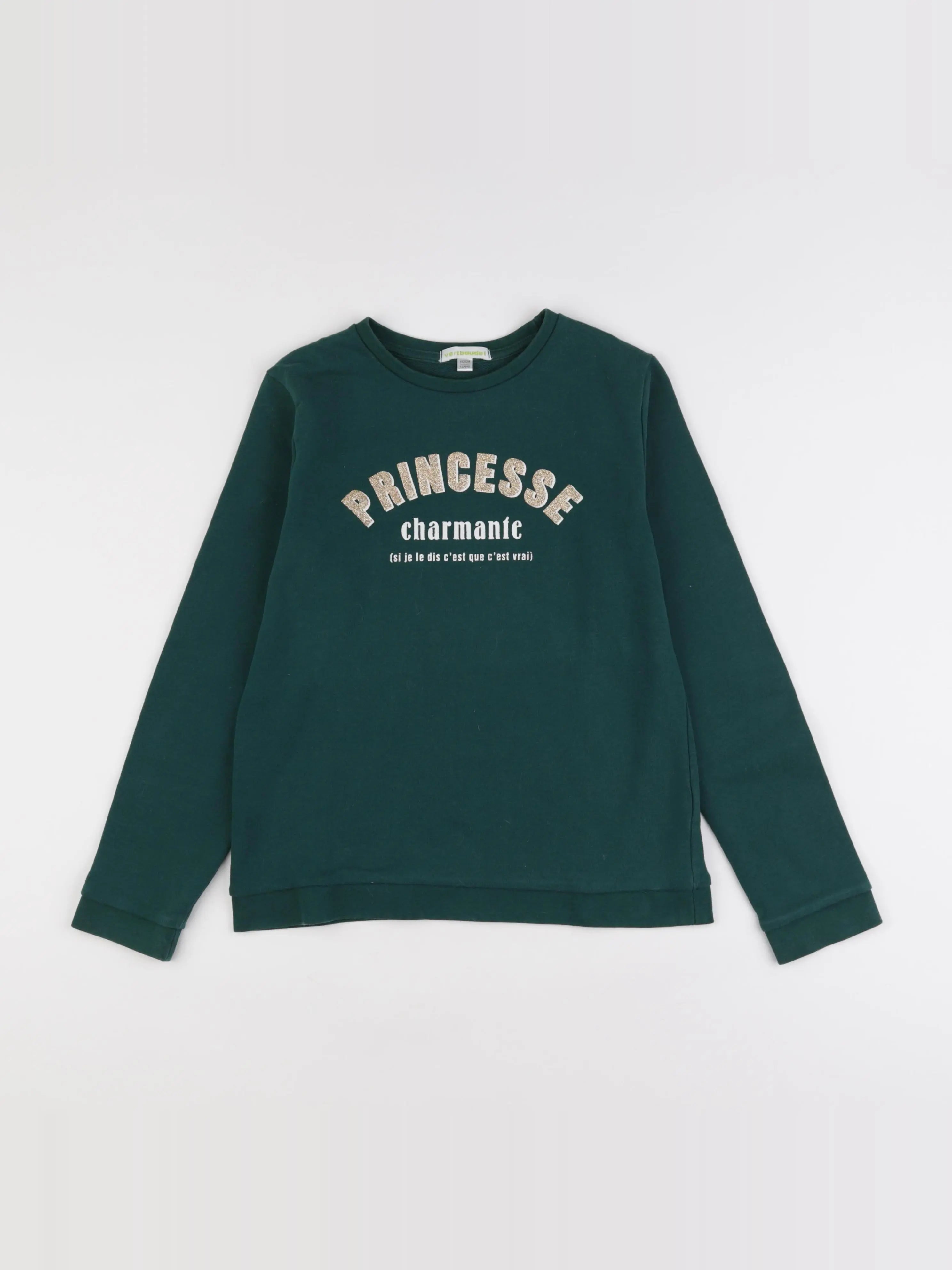 Vertbaudet - sweat vert - 12 ans