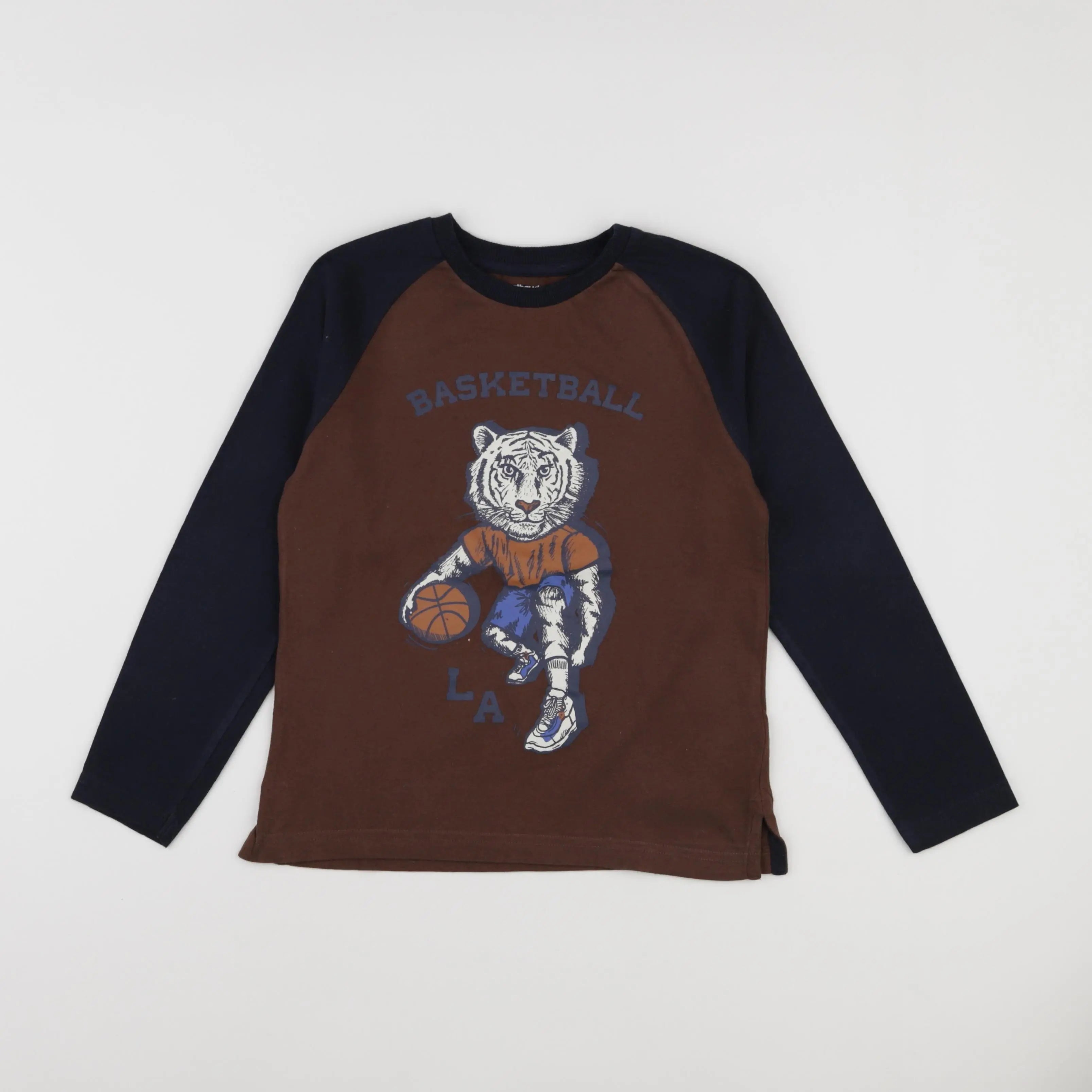 Vertbaudet - tee-shirt bleu, marron - 8 ans
