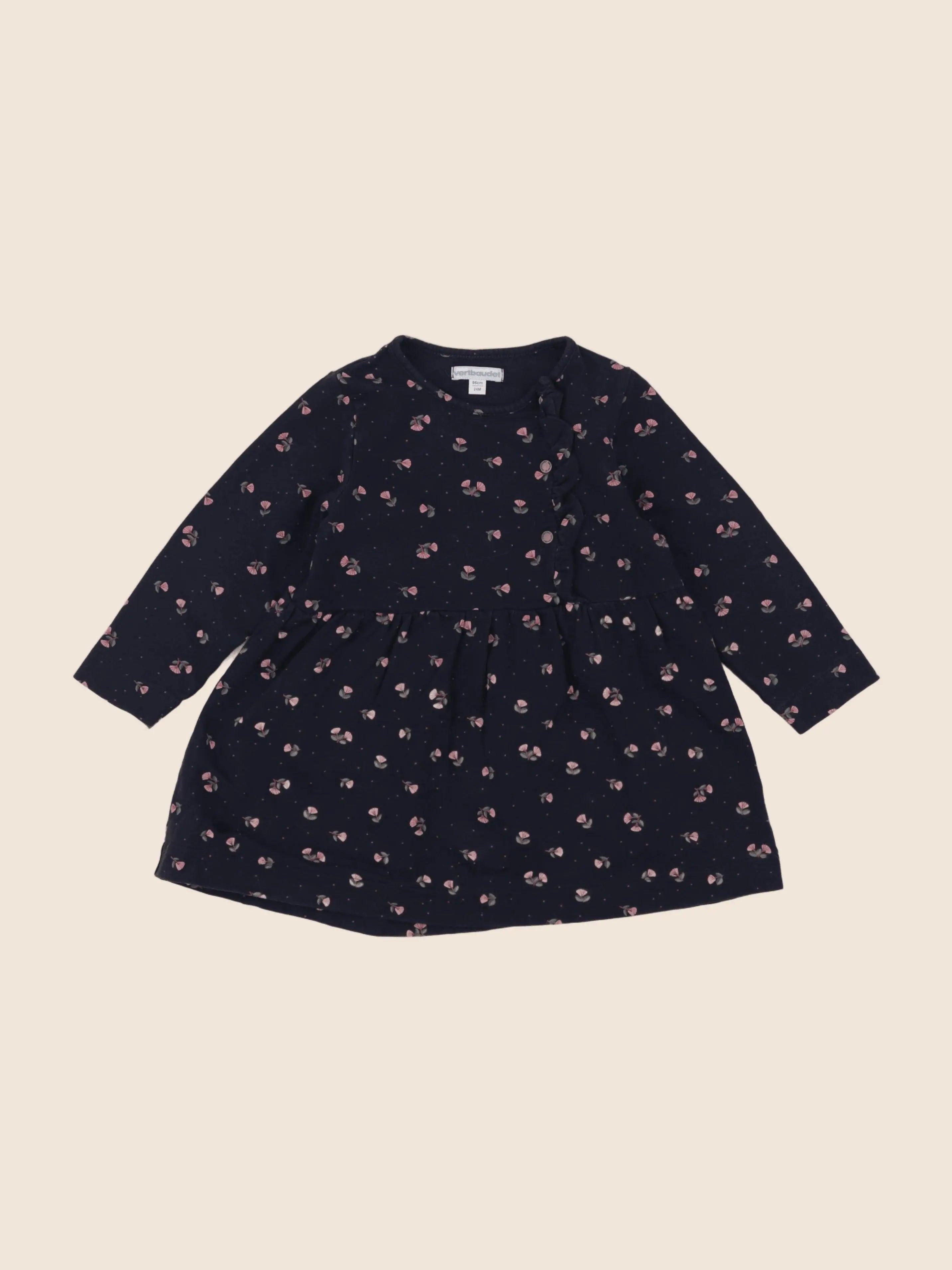 Vertbaudet - robe bleu, rose - 2 ans