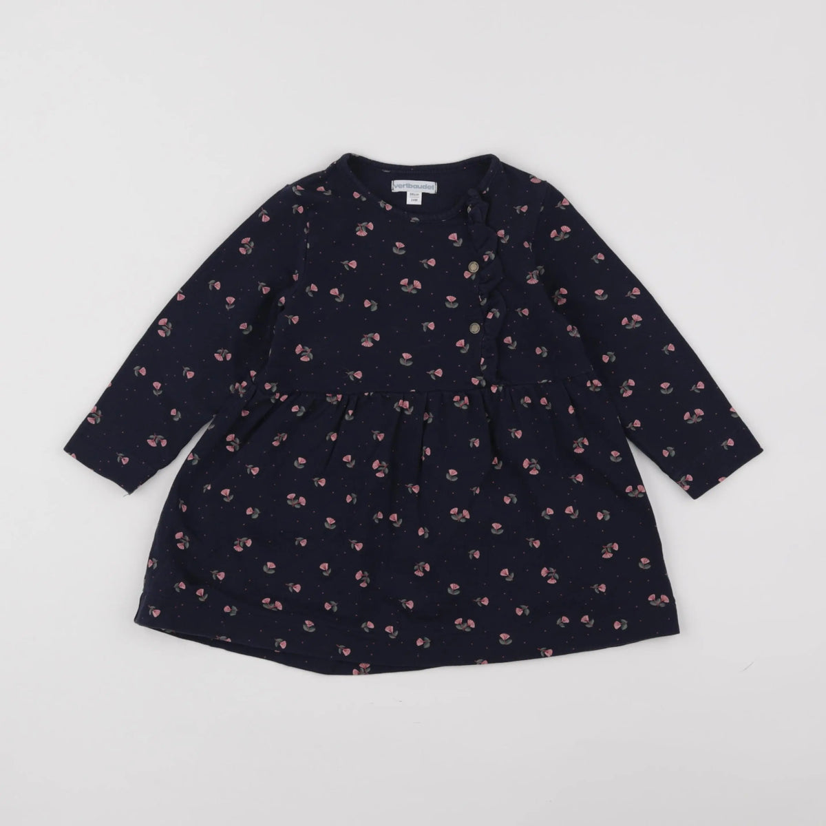 Vertbaudet - robe bleu, rose - 2 ans