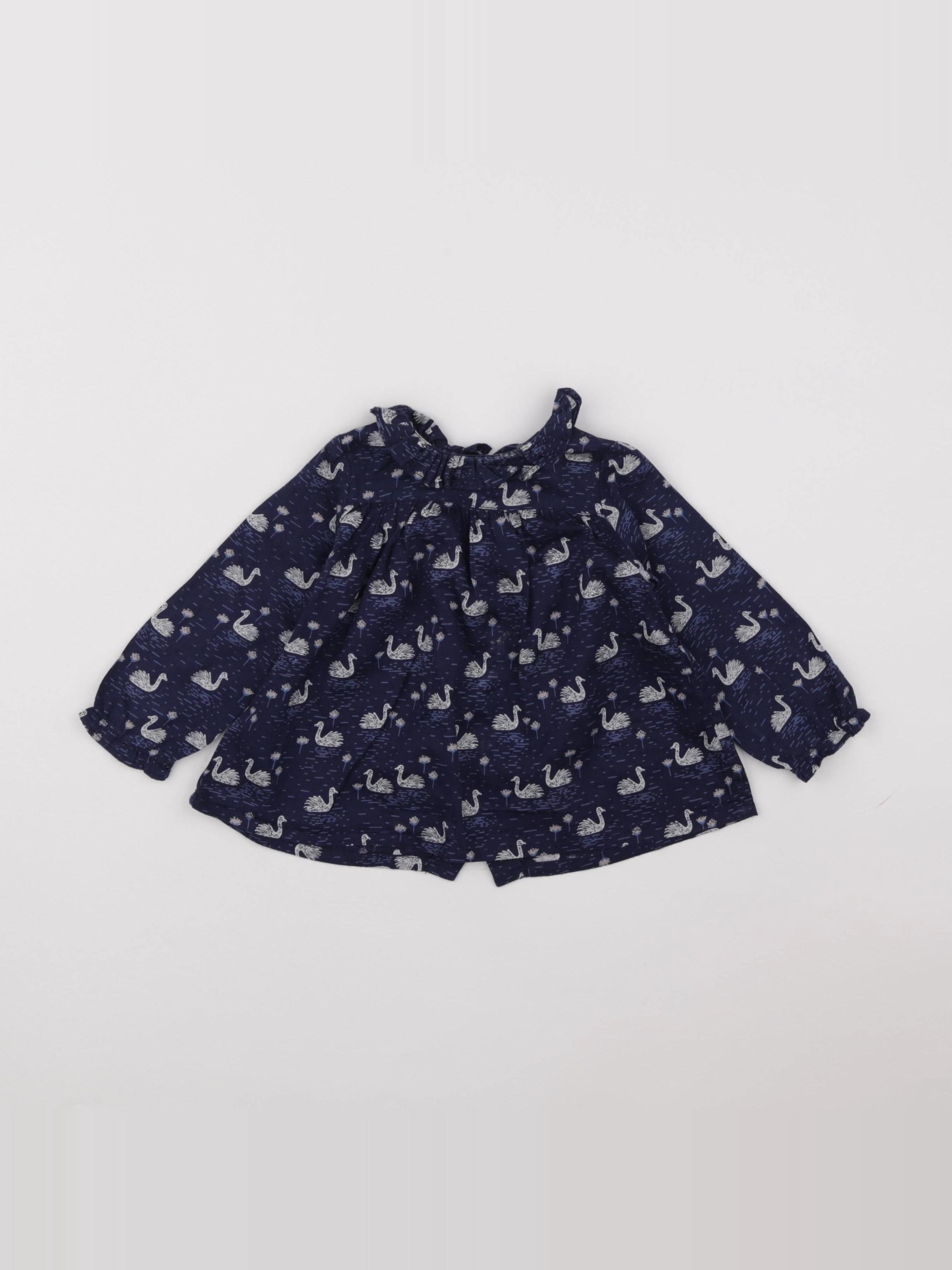 Boutchou - blouse bleu, blanc - 12 mois