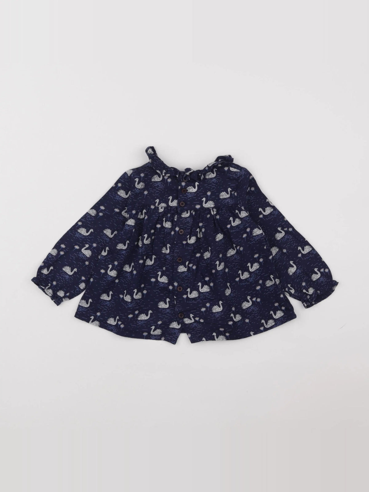 Boutchou - blouse bleu, blanc - 12 mois