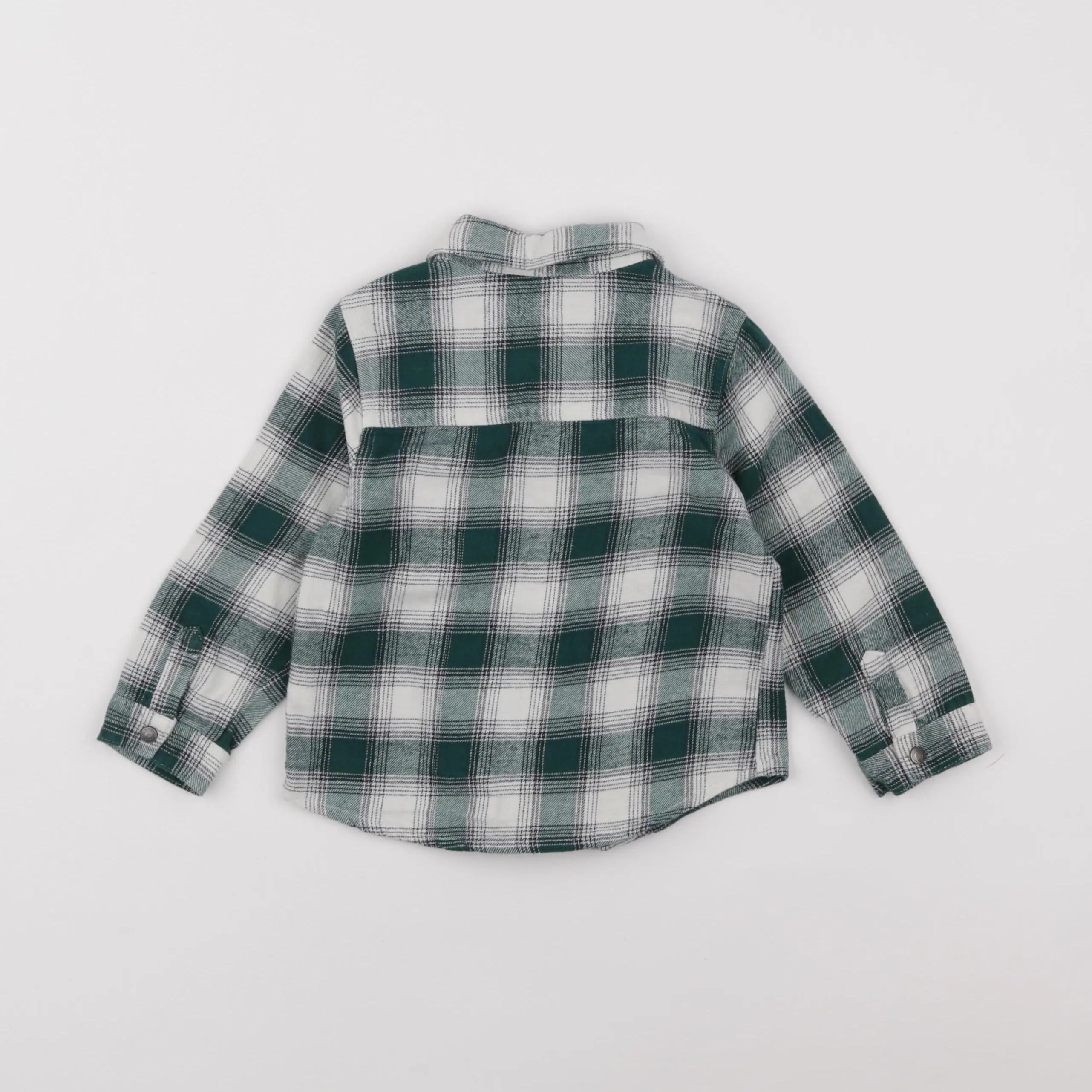 Vertbaudet - chemise vert, blanc - 2 ans
