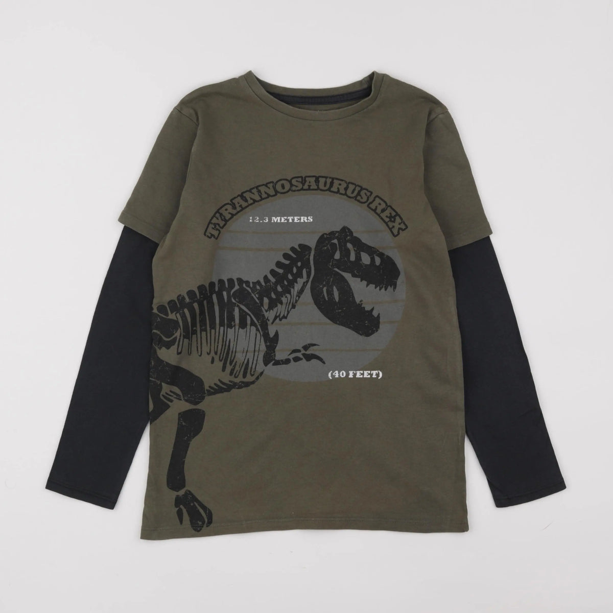 Vertbaudet - tee-shirt vert, noir - 10 ans