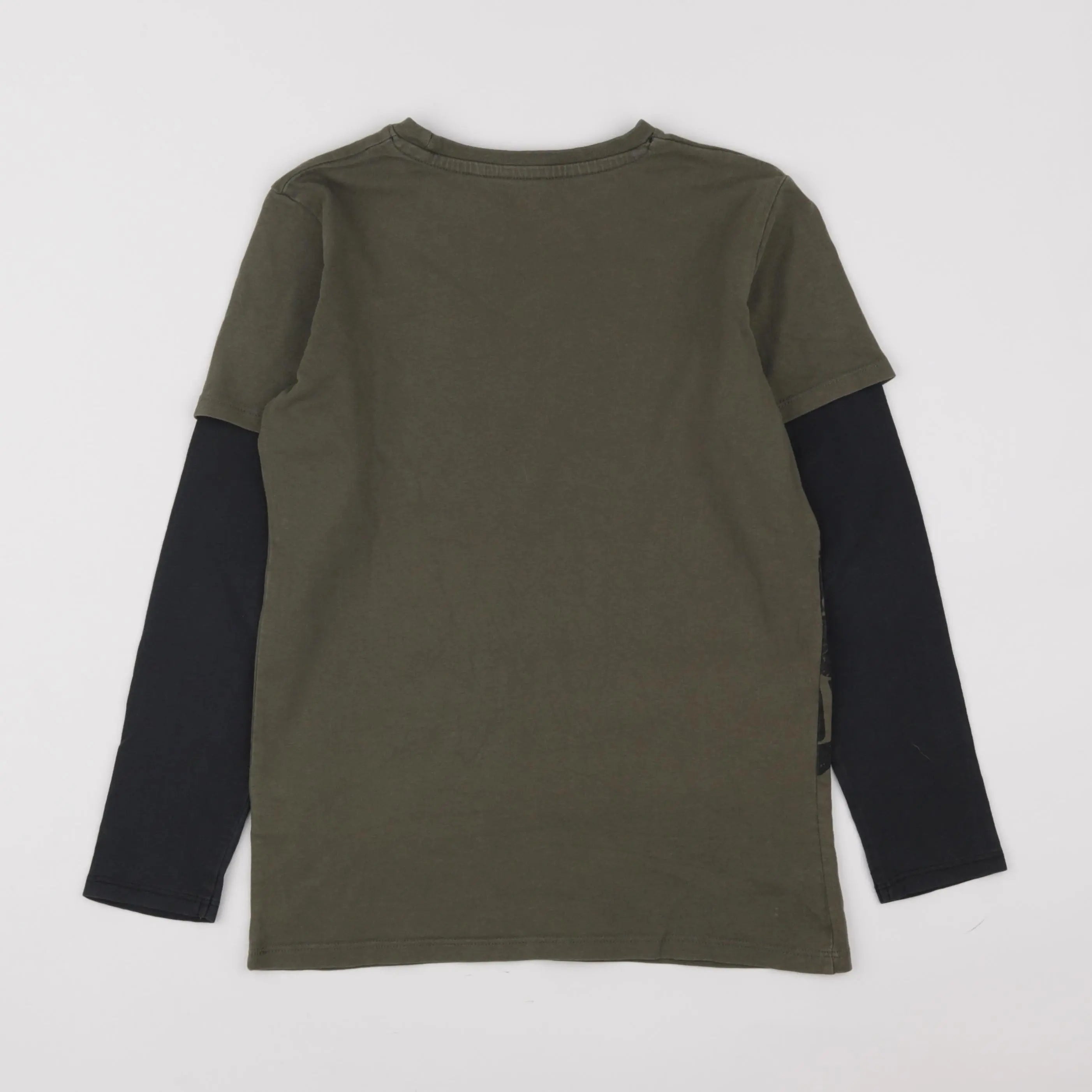 Vertbaudet - tee-shirt vert, noir - 10 ans