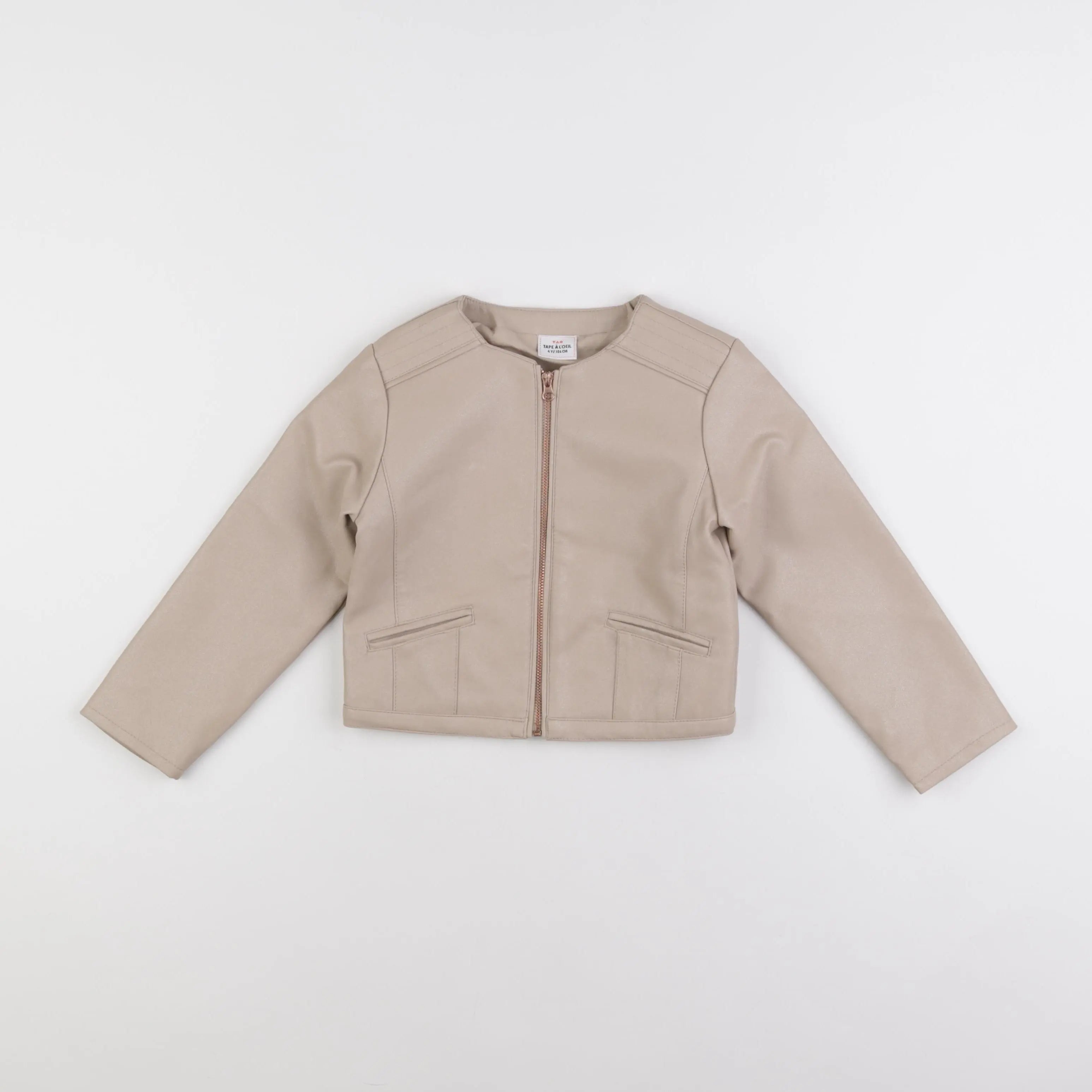 Tape à l'oeil - veste simili cuir beige - 4 ans