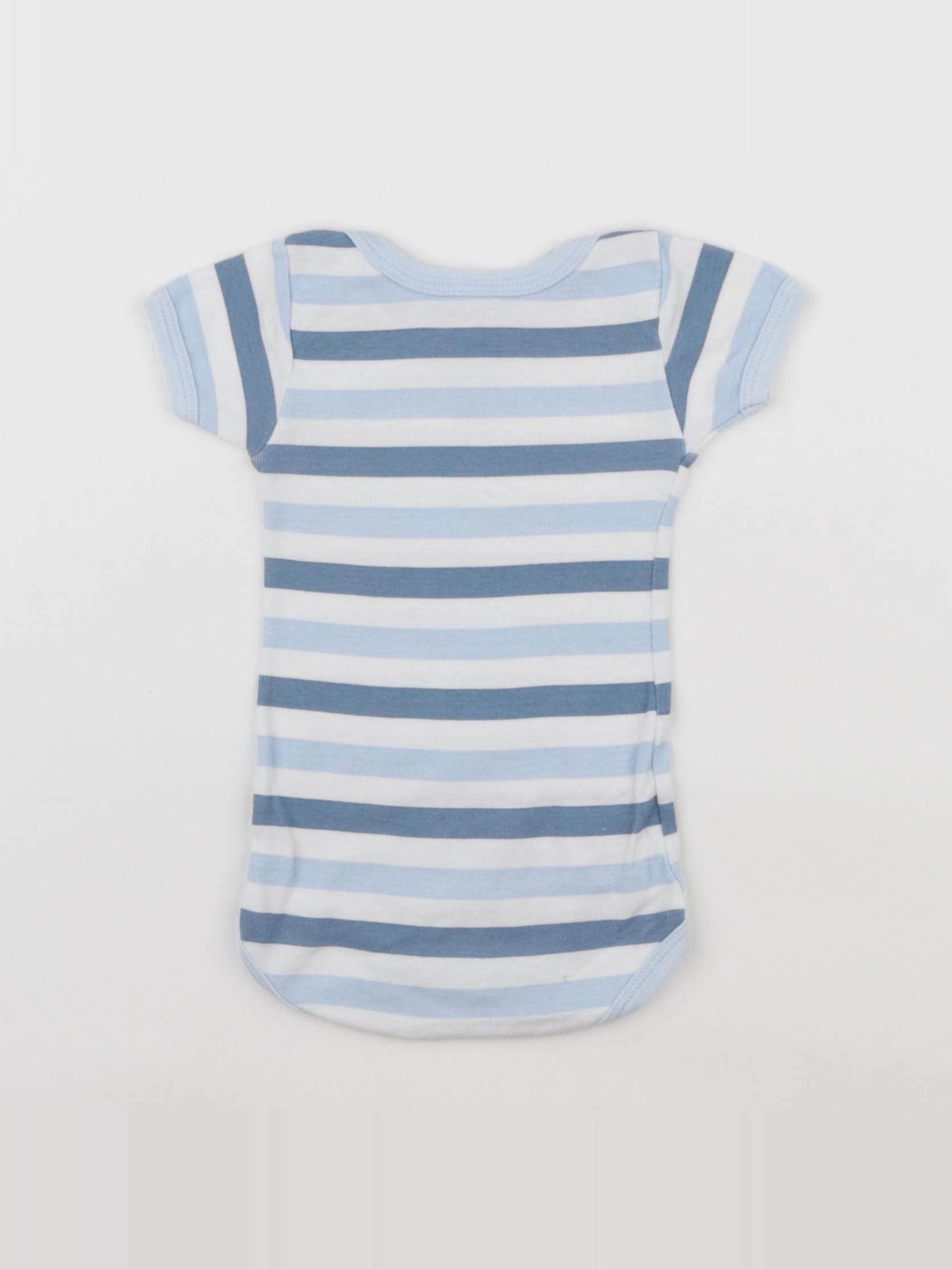 Petit Bateau - body blanc, bleu - 3 mois