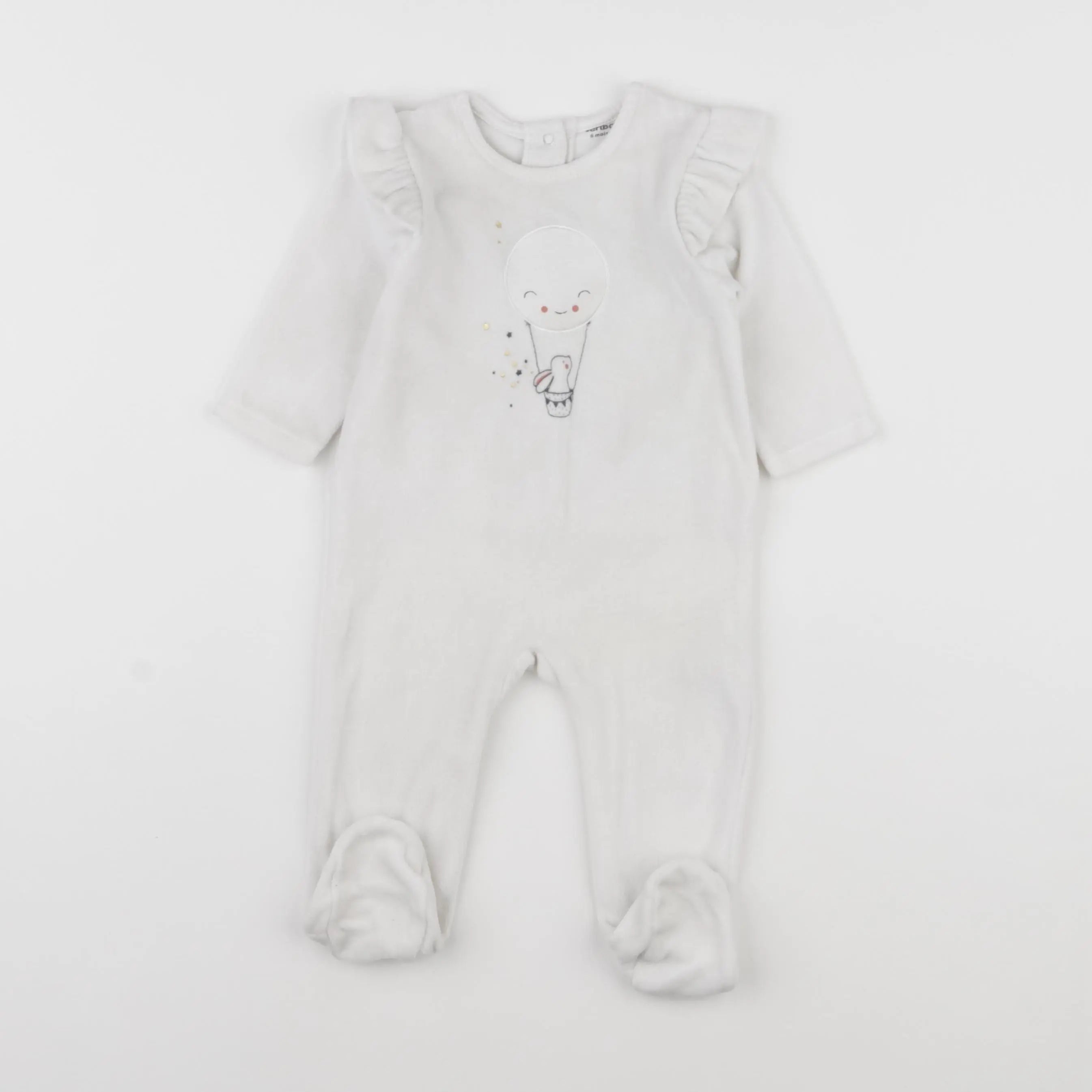 Vertbaudet - pyjama velours blanc - 6 mois
