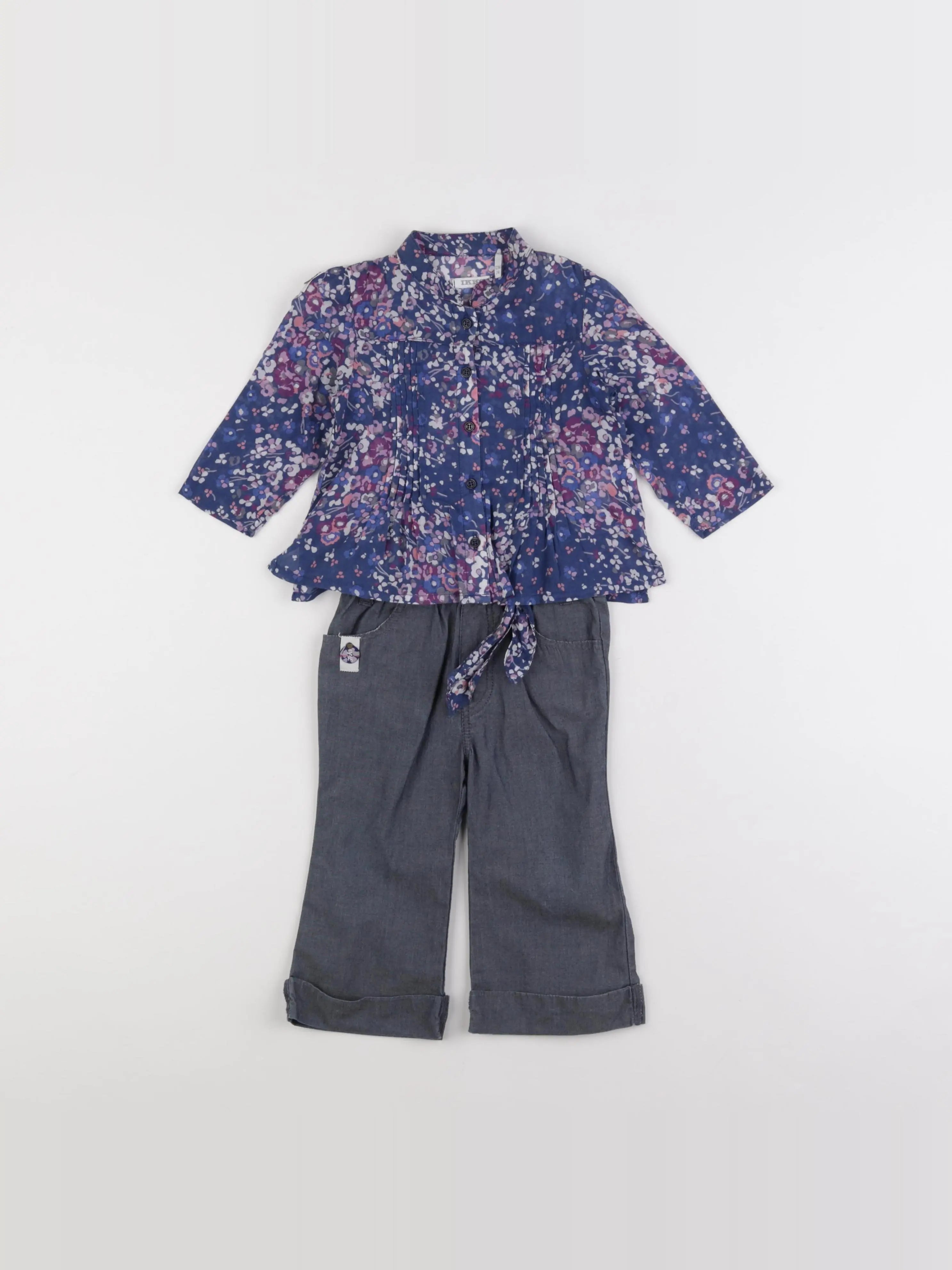 IKKS - ensemble gris, bleu - 12 mois