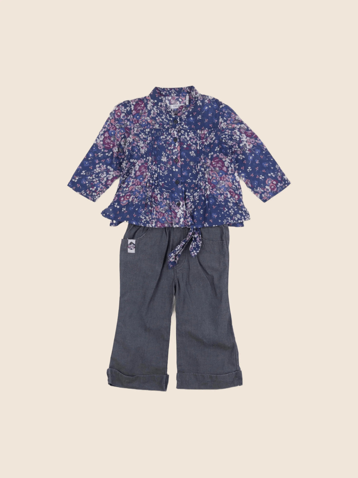 IKKS - ensemble gris, bleu - 12 mois