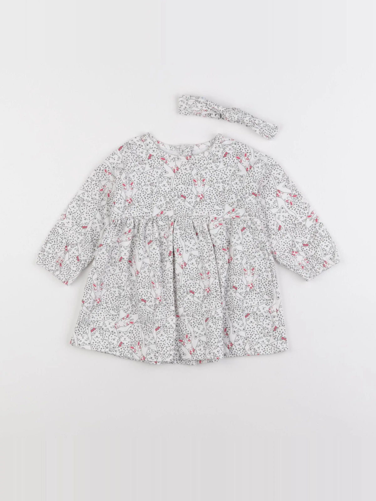 Vertbaudet - robe blanc, gris - 12 mois