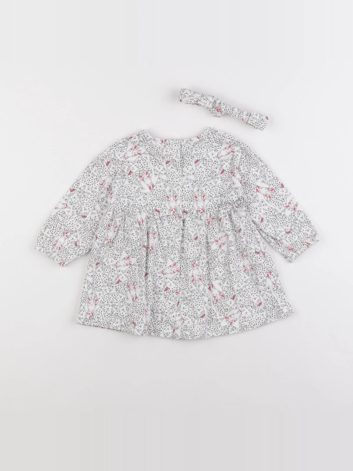 Vertbaudet - robe blanc, gris - 12 mois
