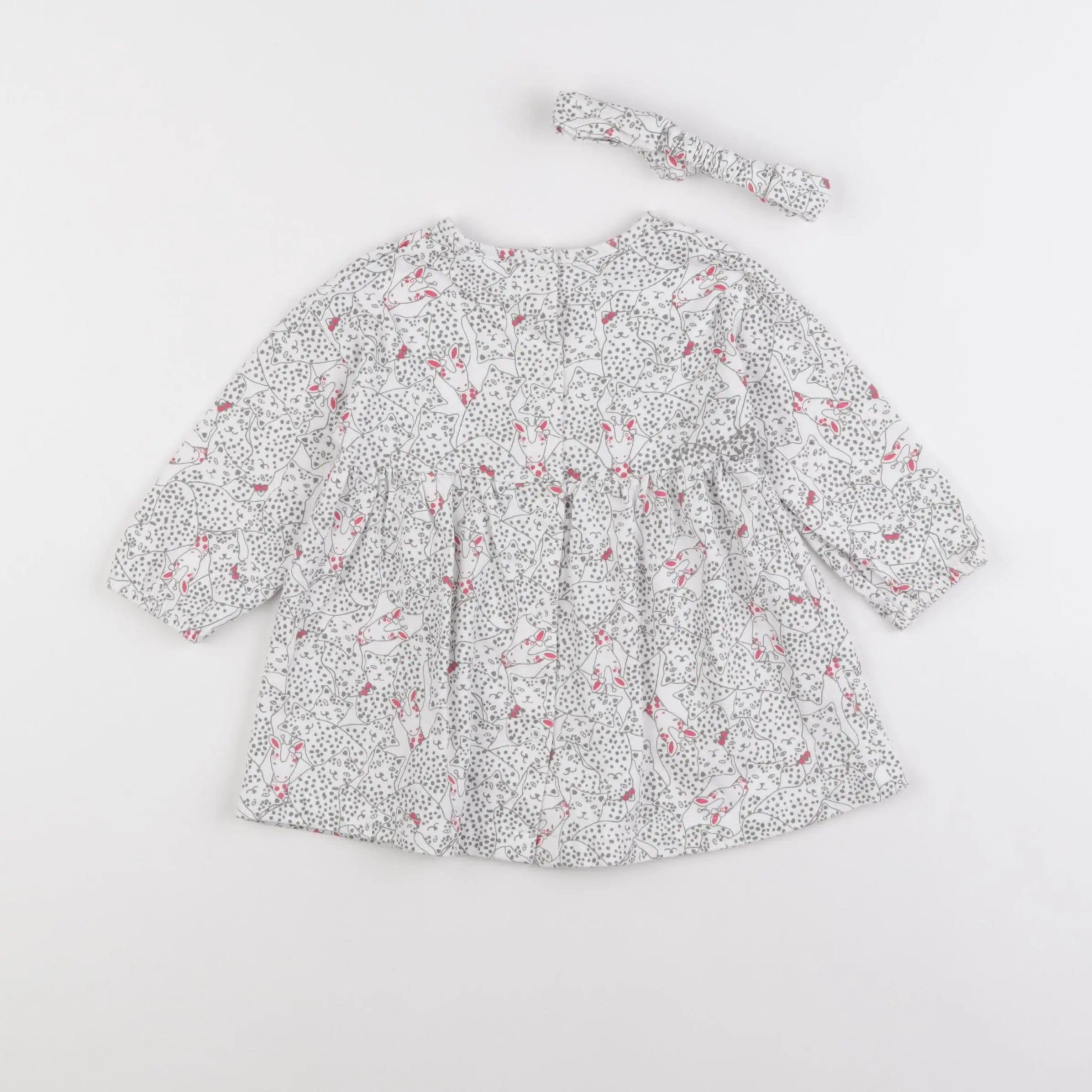 Vertbaudet - robe blanc, gris - 12 mois