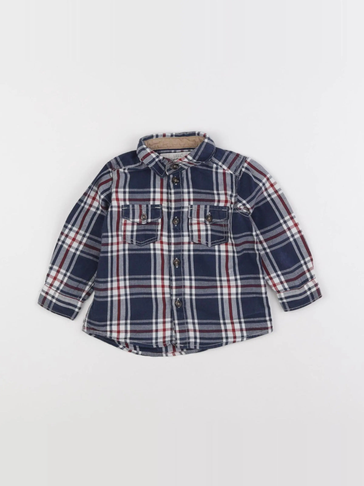 H&M - chemise bleu, rouge - 3/6 mois