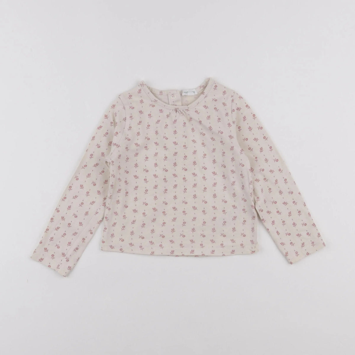 Vertbaudet - tee-shirt beige, rose - 2 ans