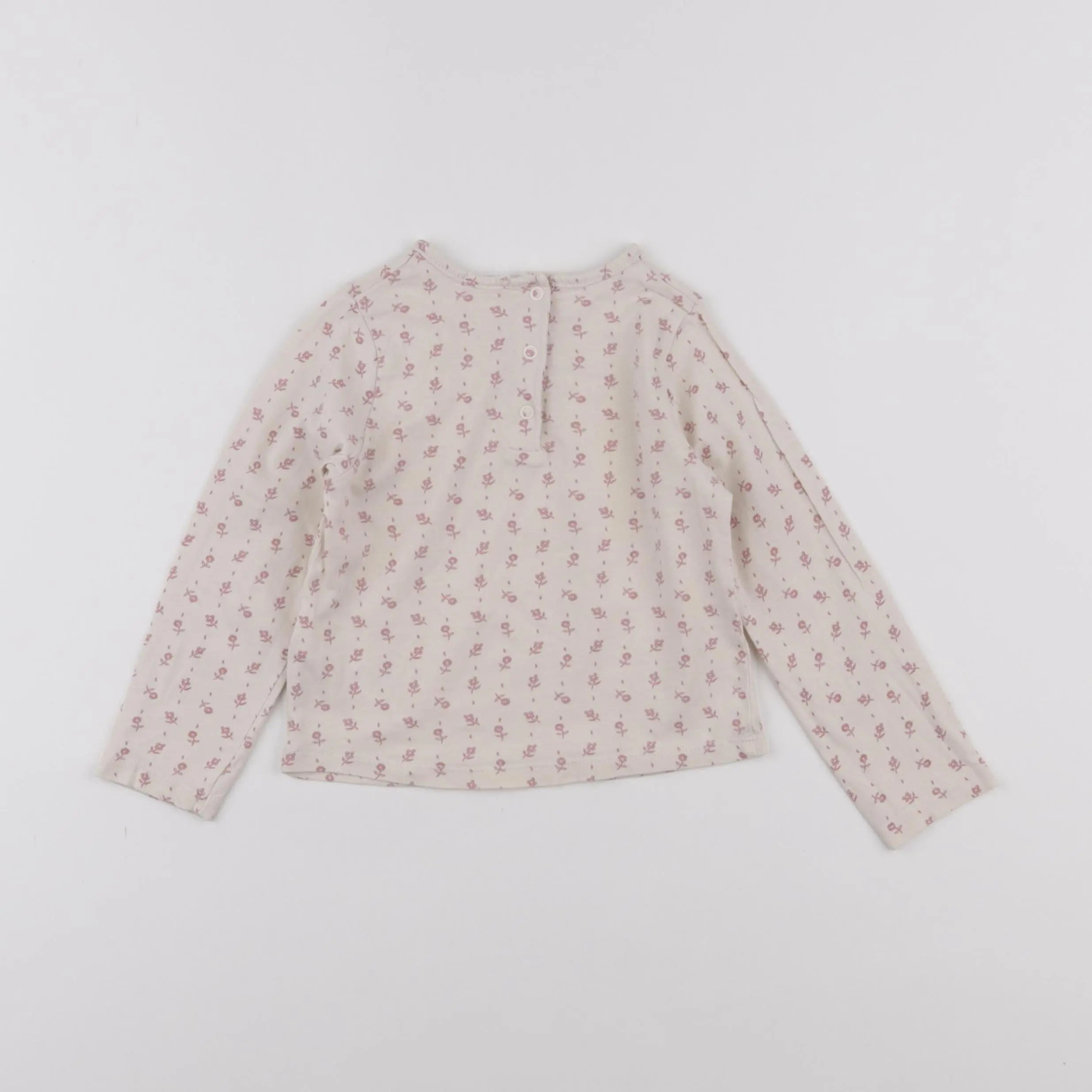 Vertbaudet - tee-shirt beige, rose - 2 ans