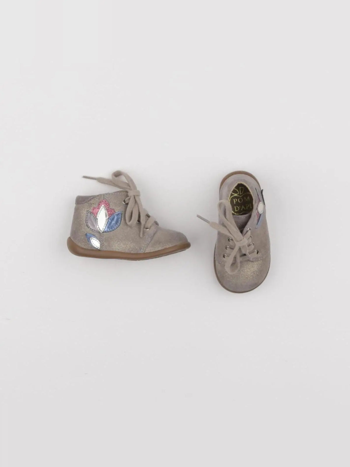 Pom d'Api - bottillons beige, or - pointure 18