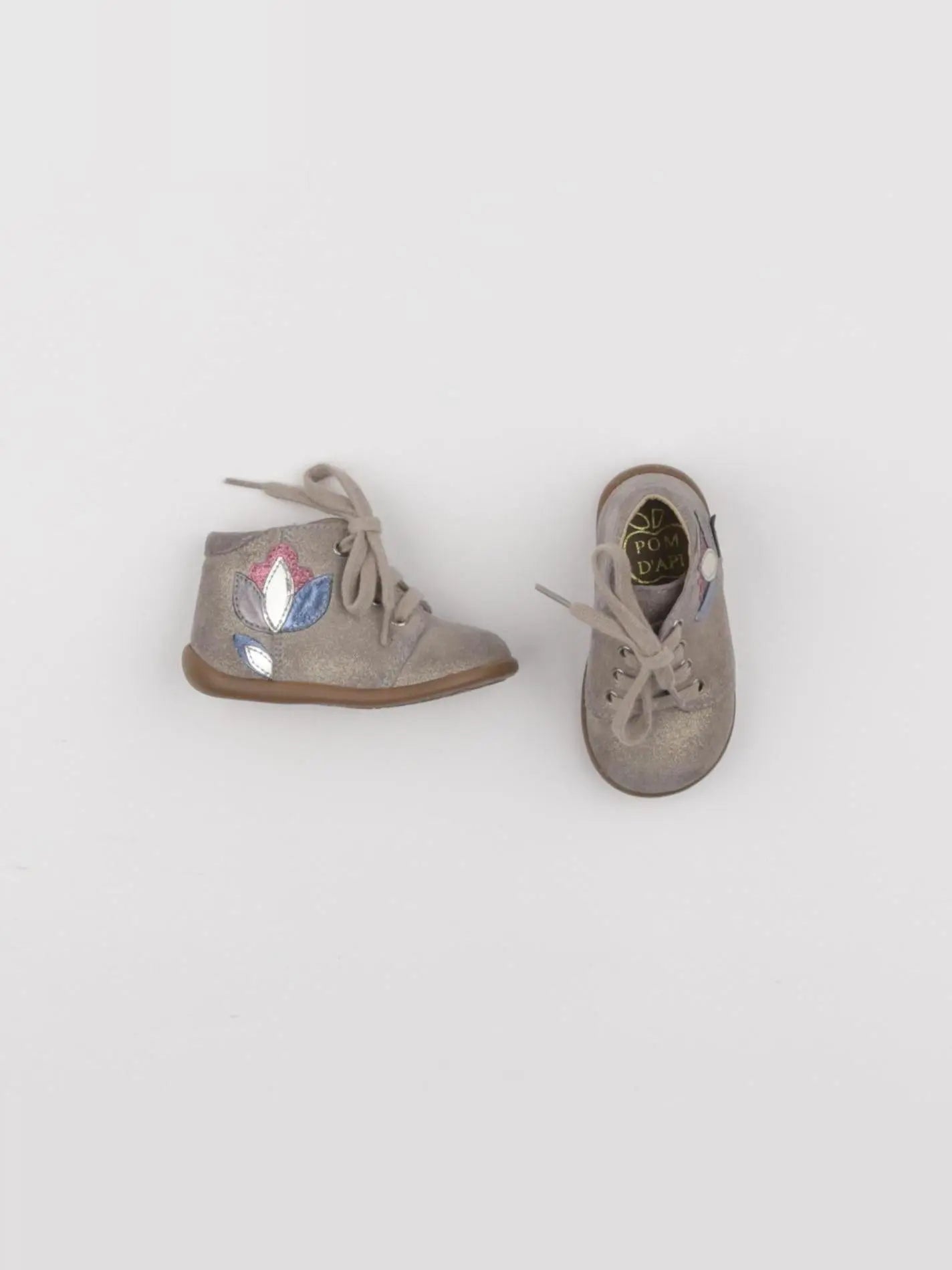 Pom d'Api - bottillons beige, or - pointure 18