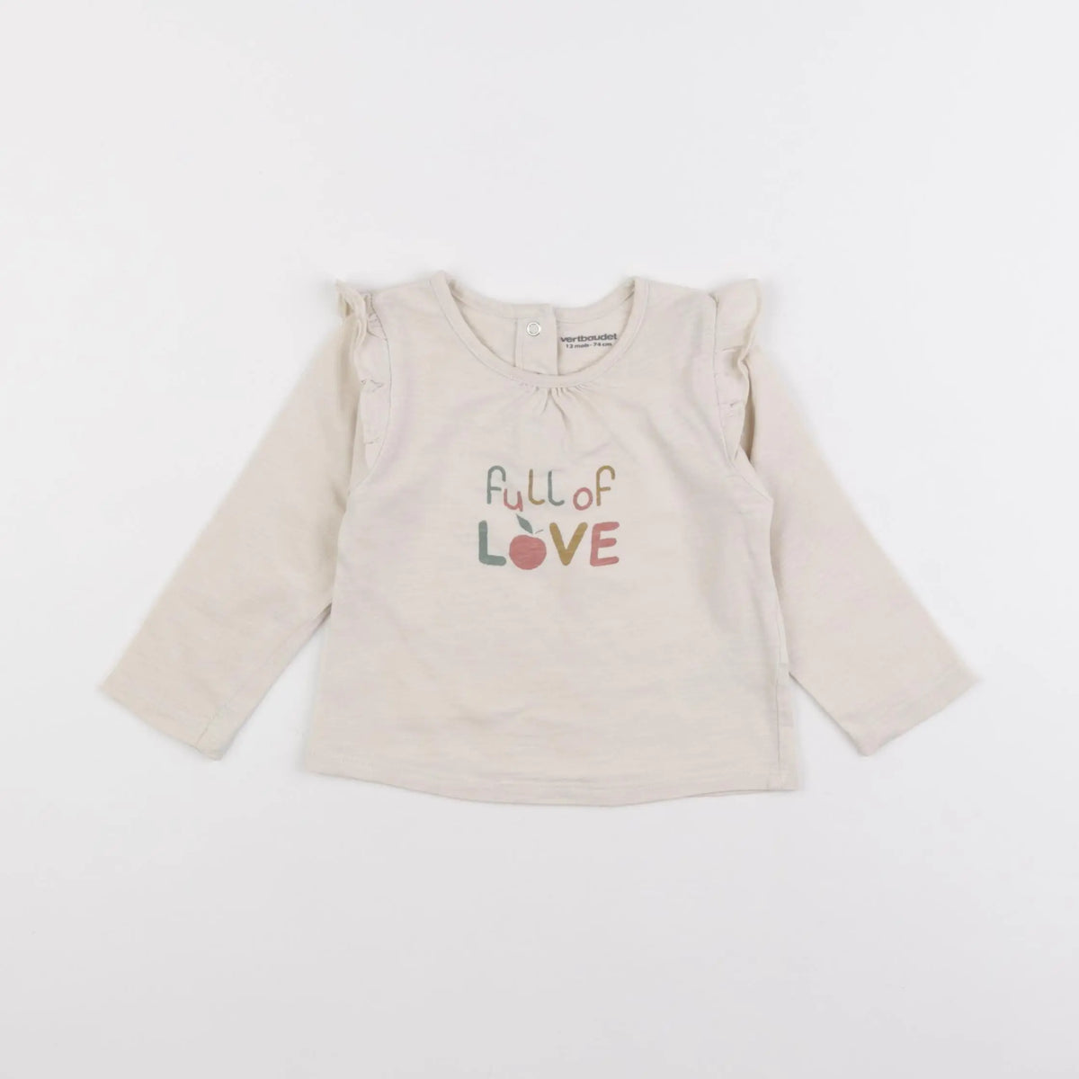 Vertbaudet - tee-shirt beige - 12 mois