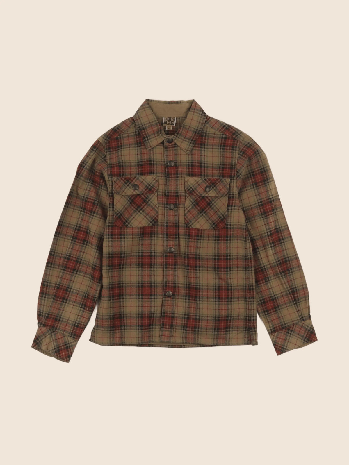 Bonton - chemise marron, rouge - 6 ans